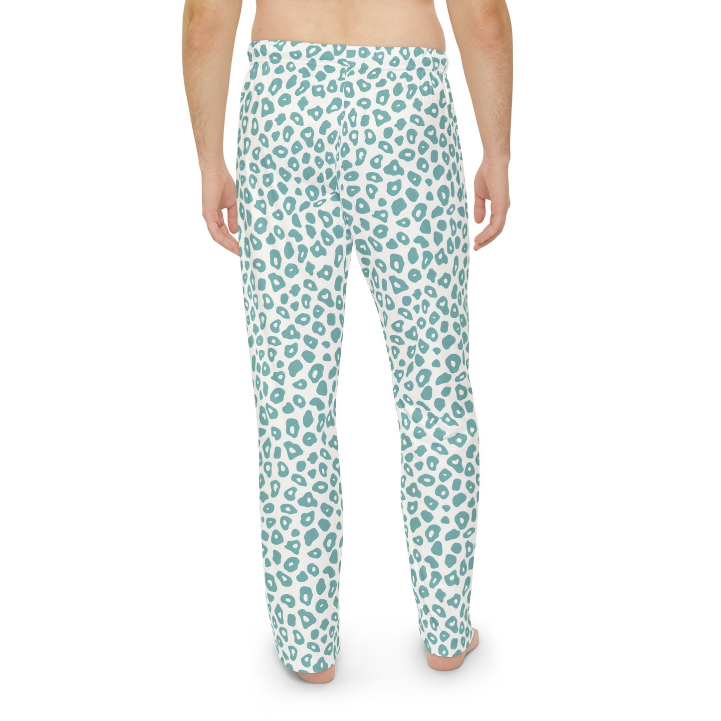 Men's Light Blue Leopard Print Pajama Pants Men’s Boho Abstract Pajama Pants | Teal & Blue Modern Lounge Pants | Polyamory & ENM Friendly Sleepwear | Soft Cozy Gift
