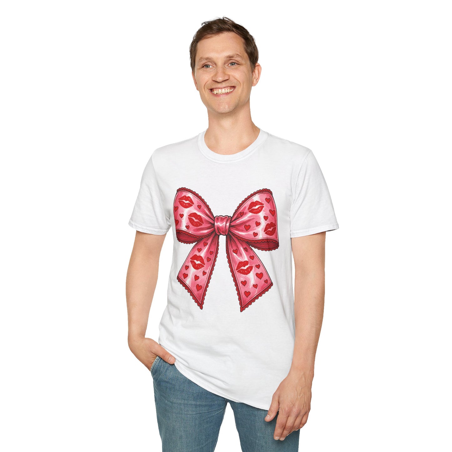 Red Coquette Bow Shirt – Flirty Valentine Bow T-Shirt, Polyamory ENM Non-Monogamy Symbol Tee, Unisex Gildan 64000