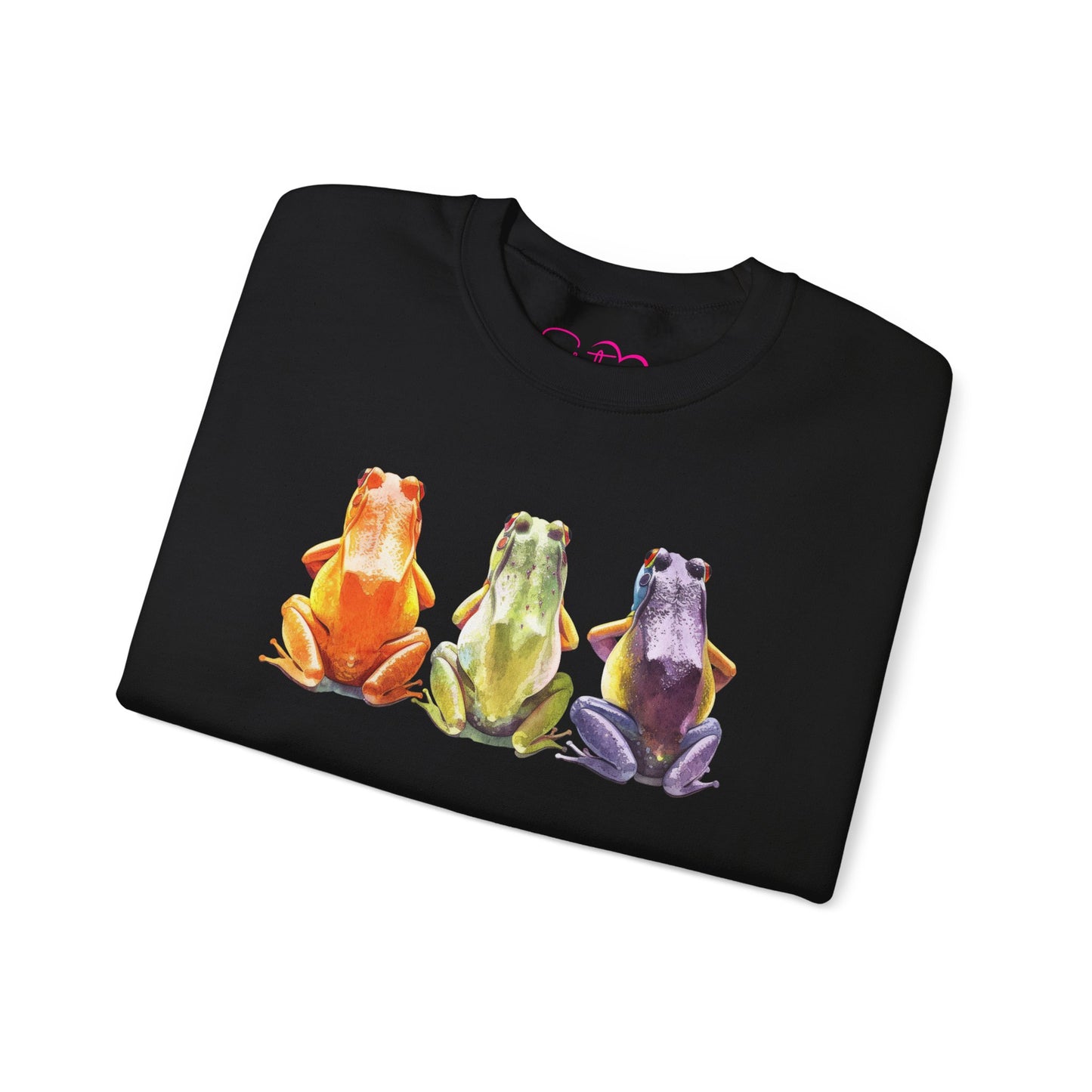 Three Frogs Crewneck Sweatshirt | Chosen Family Symbol Pullover | Polyamory & ENM Cozy Apparel | Whimsical Nature Graphic Sweatshirt
