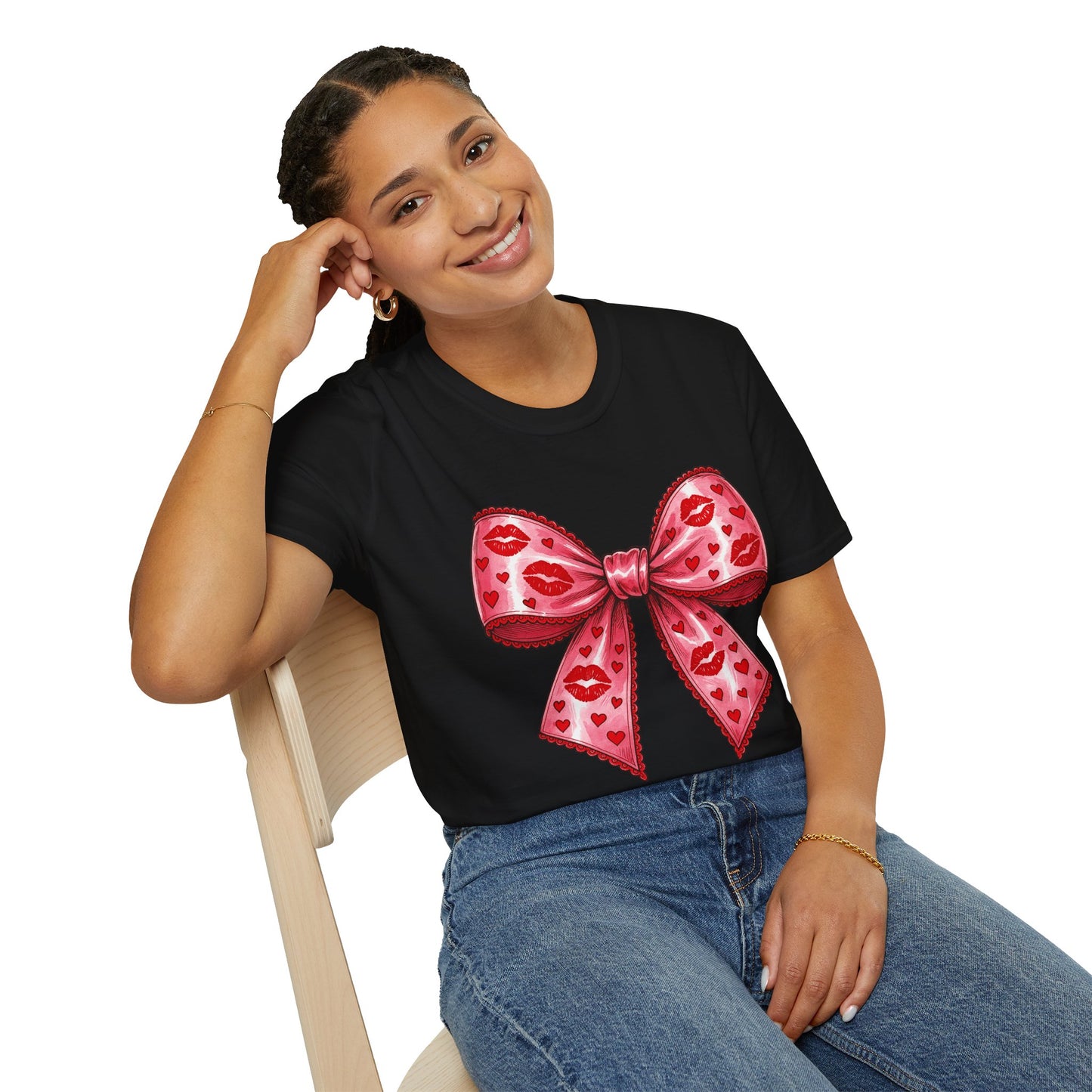 Red Coquette Bow Shirt – Flirty Valentine Bow T-Shirt, Polyamory ENM Non-Monogamy Symbol Tee, Unisex Gildan 64000