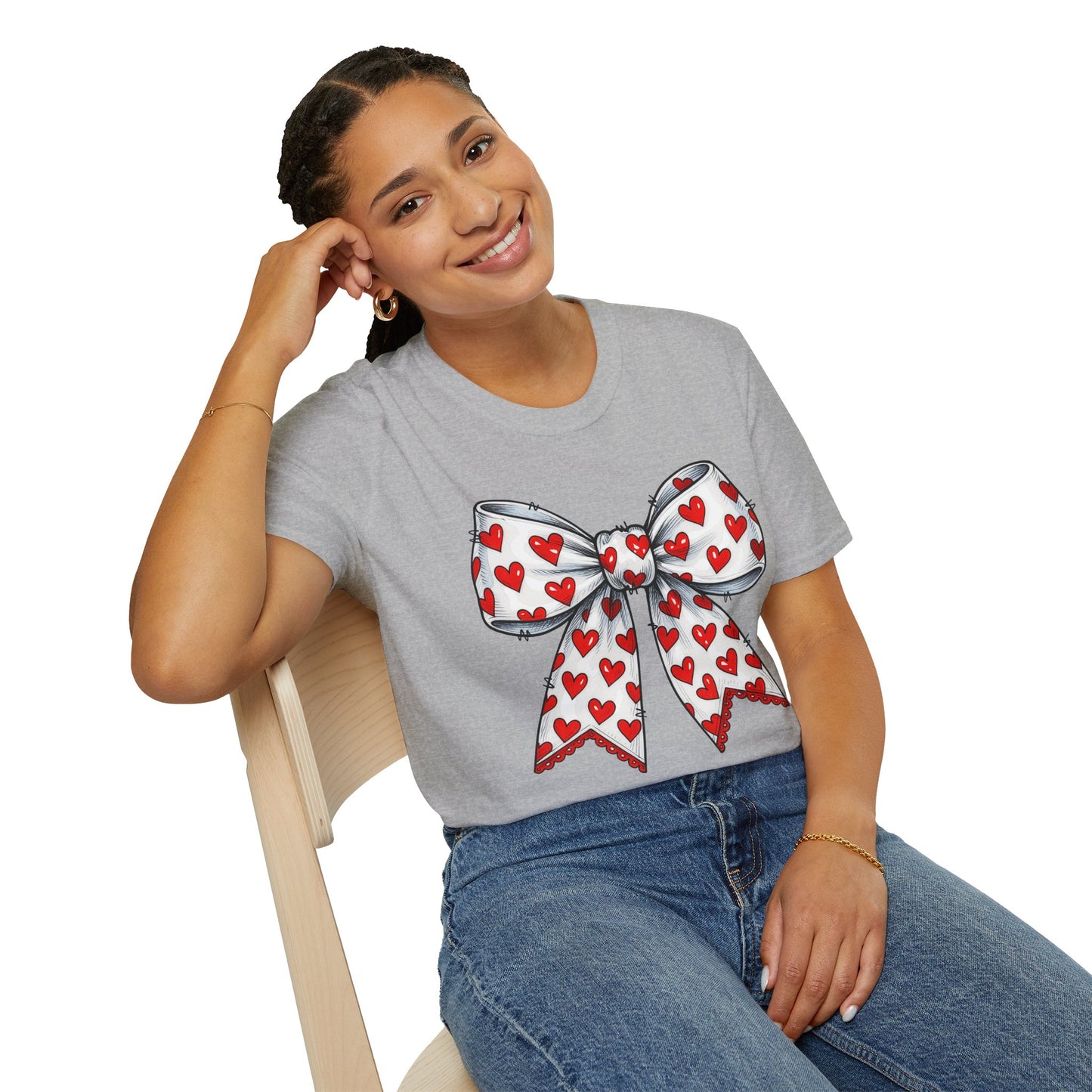 Valentine's Day Red Coquette Bow Shirt – Flirty Valentine Bow T-Shirt, Polyamory ENM Non-Monogamy Symbol Tee, Unisex Gildan 64000