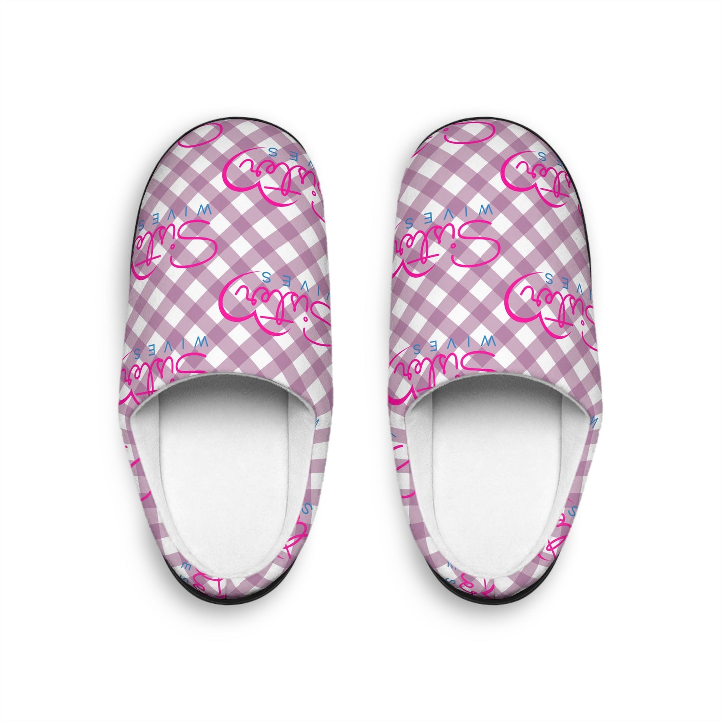 Purple Gingham  Sisterwives Logo Indoor Slippers  Cozy Slip-On House Shoes