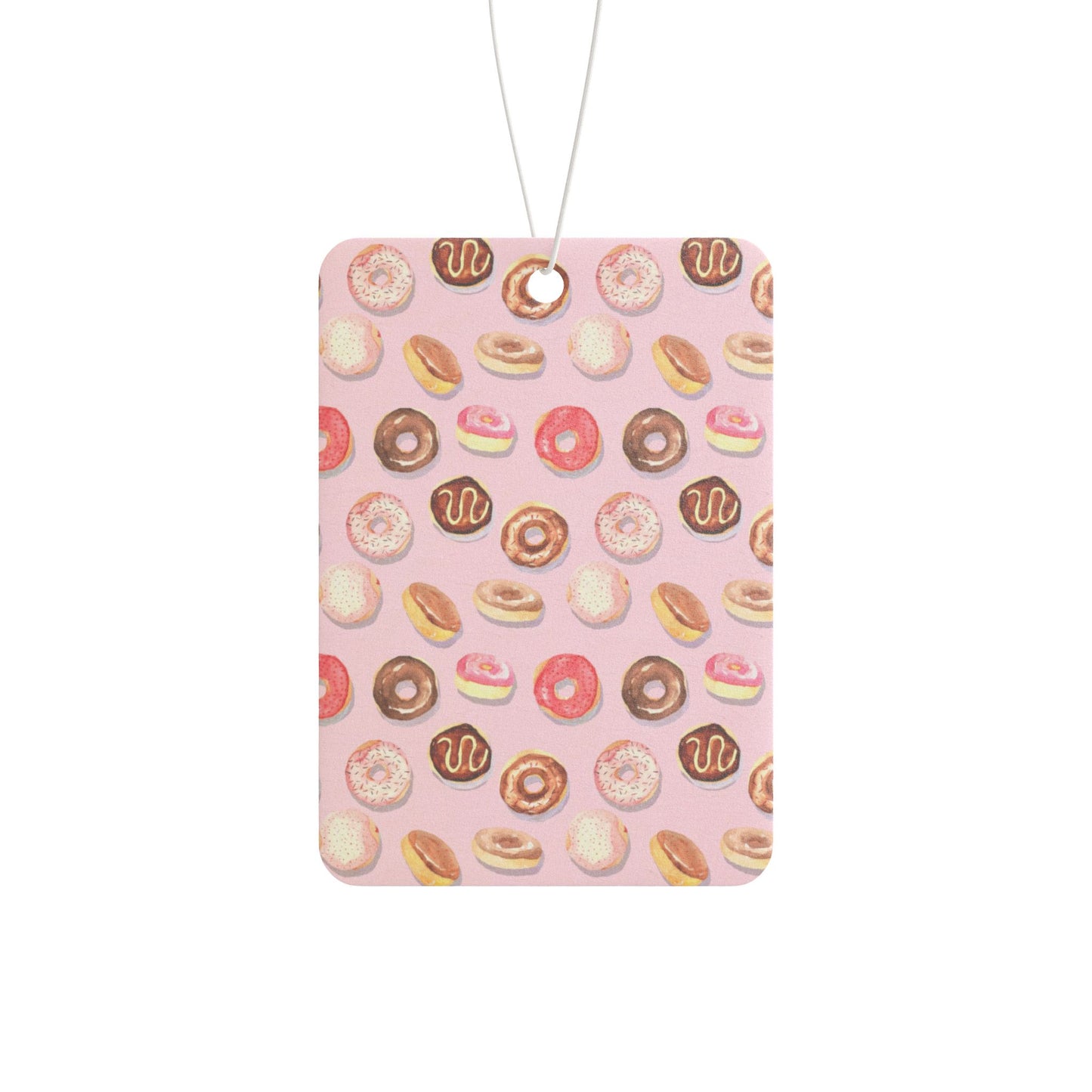 Pink Donut Aesthetic Car Air Freshener – Cute Pastel Foodie Hanging Diffuser | Pine, New Car & Black Ice Scents