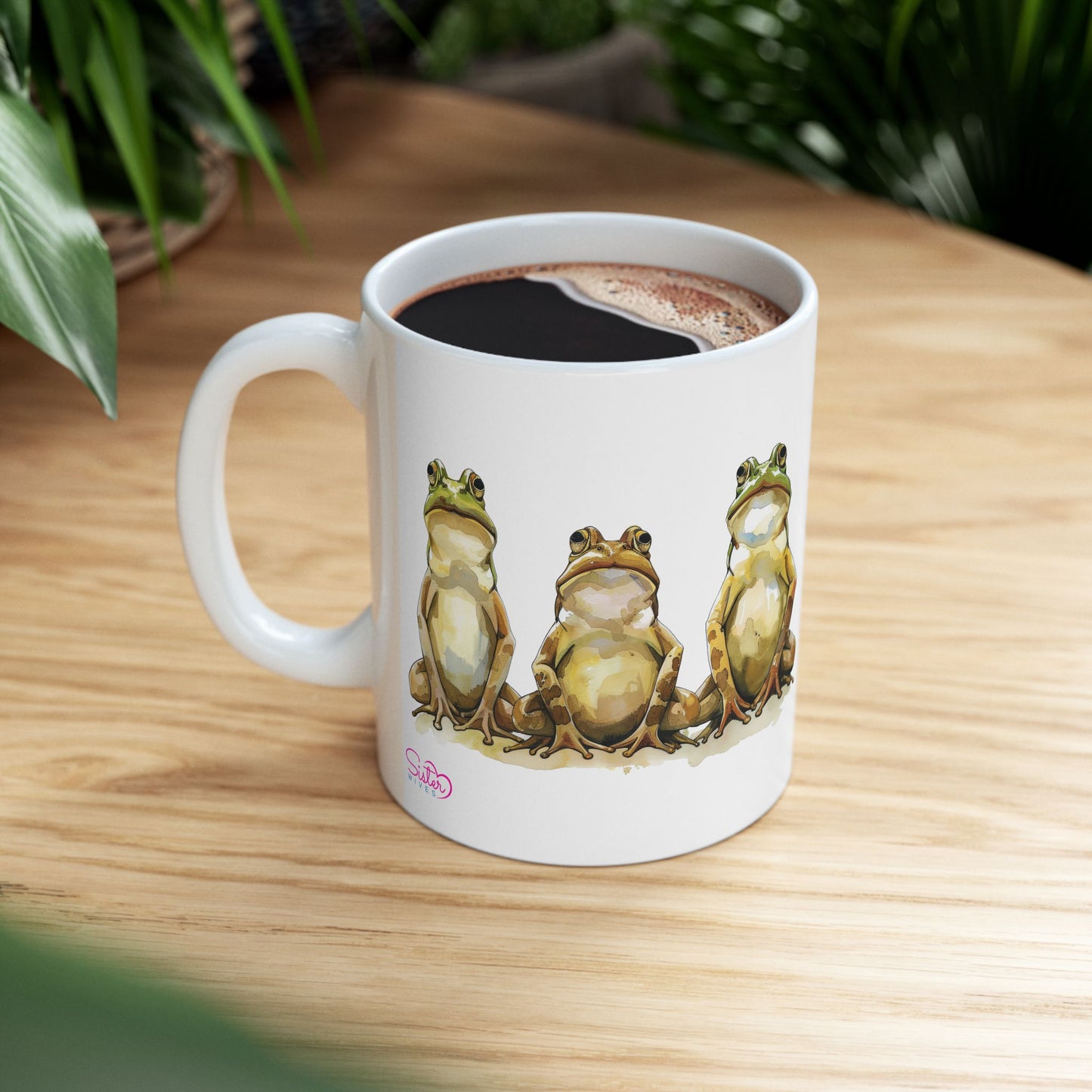 Three Frogs Mug | Chosen Family Coffee Cup | Polyamory & Sisterwives Symbol Mug | Ethical Non-Monogamy Gift | Cozy Ceramic Mug