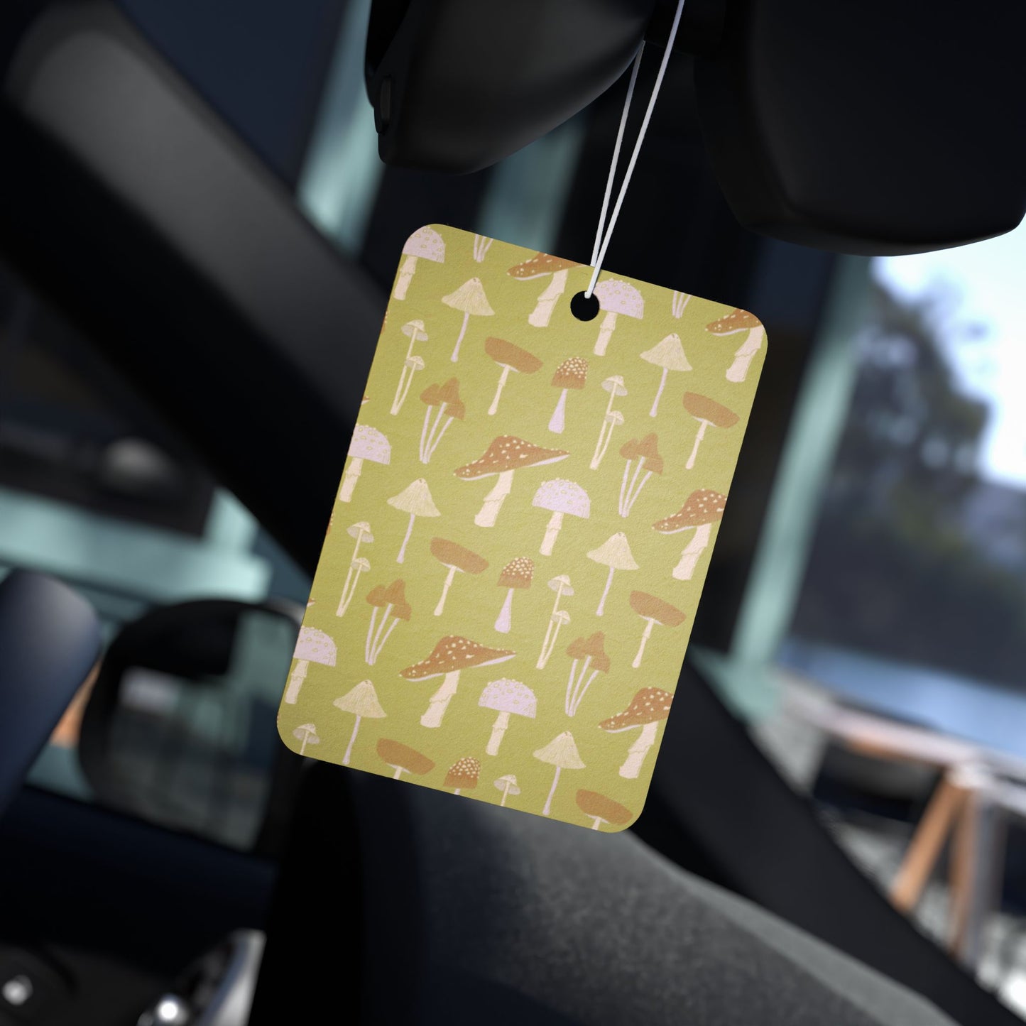 Mushroom Aesthetic Car Air Freshener – Cute Cottagecore Hanging Diffuser | Pine, New Car & Black Ice Scents