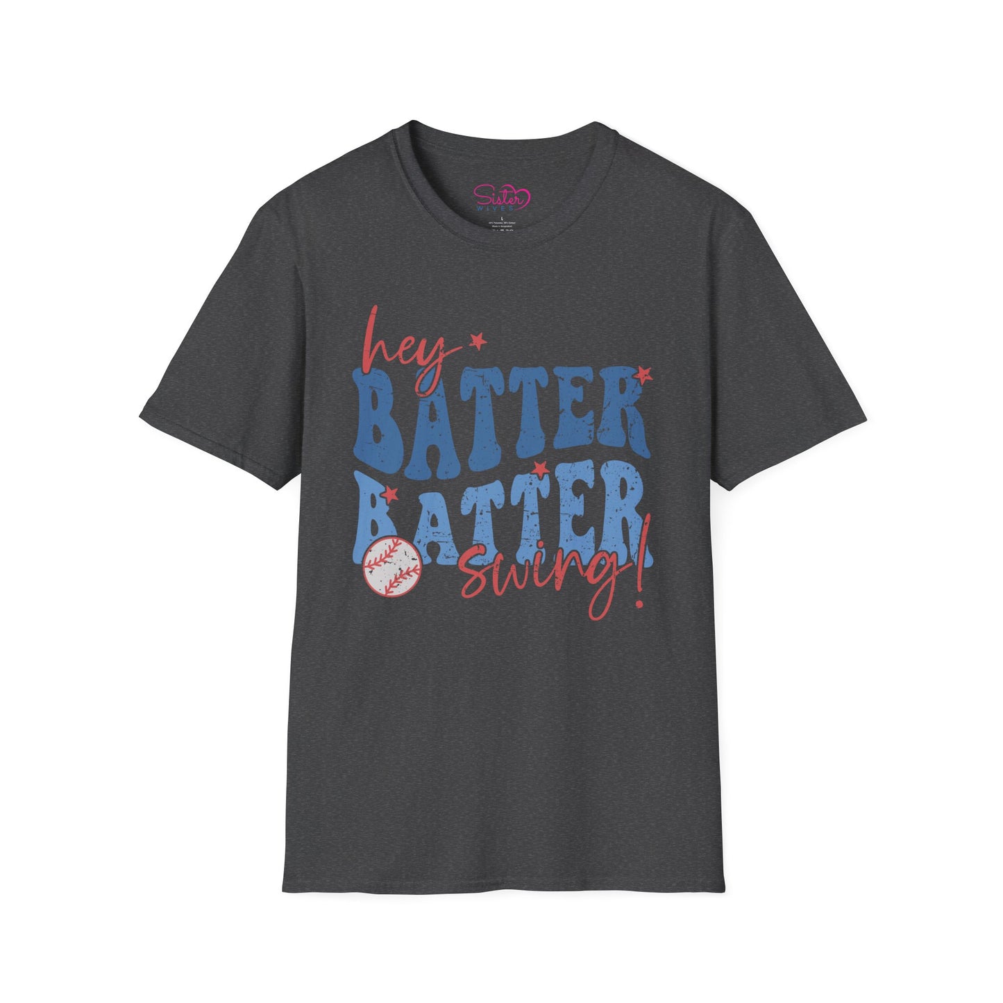 Hey Batter Batter Swing T-Shirt | Playful Swinger Humor Tee | ENM & Polyamory Lifestyle Apparel