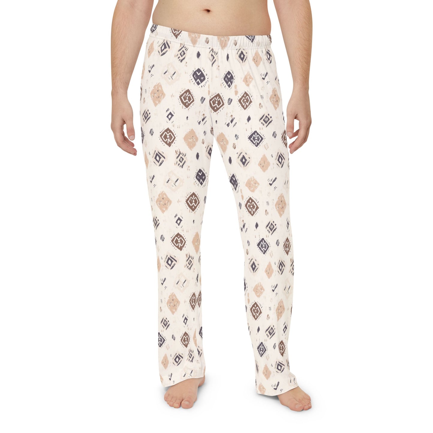 Men’s Neutral Boho Pajama Pants | Earth Tone Abstract Lounge Pants | Minimalist Sleepwear | Polyamory & ENM Friendly