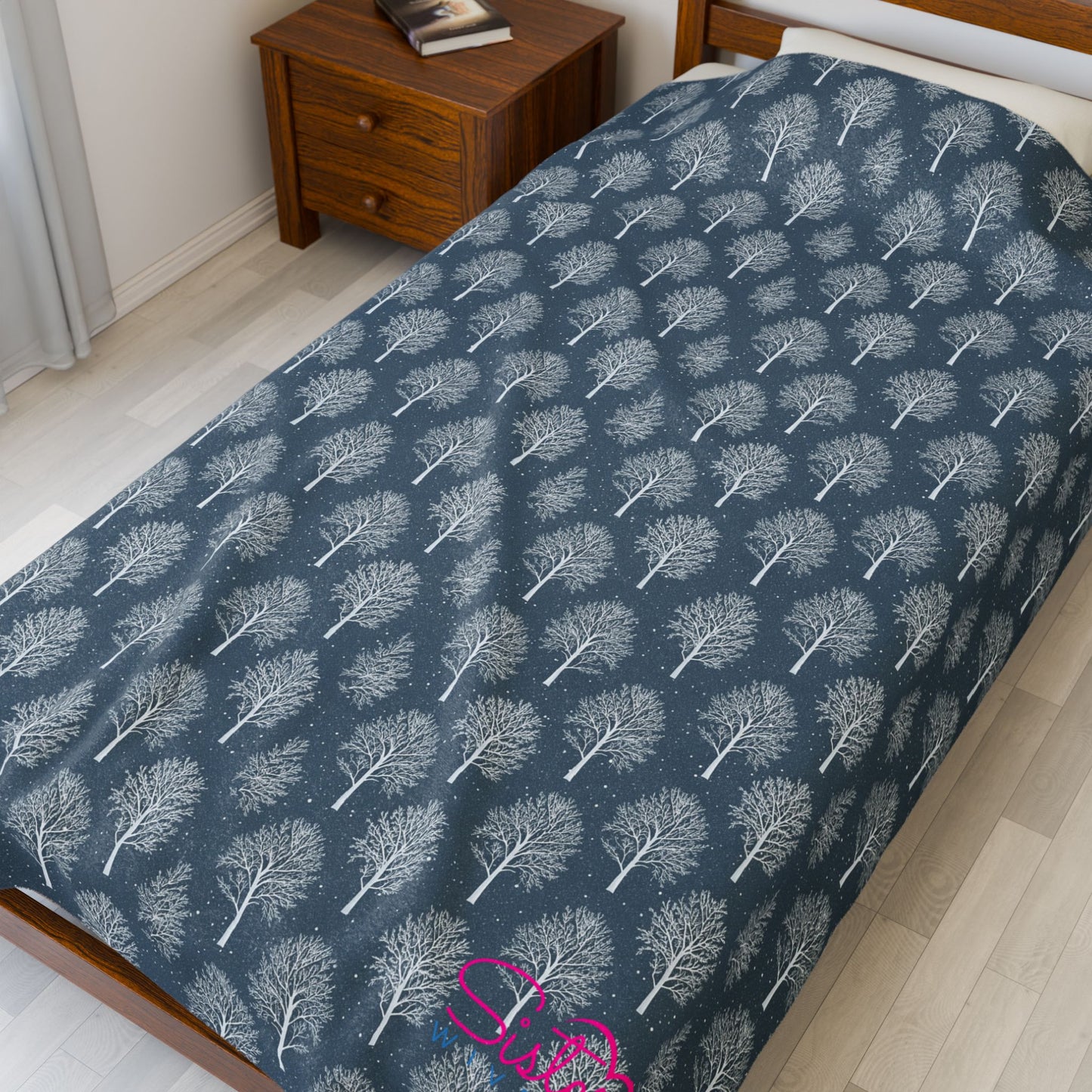 Small Tree Plush Blanket | Botanical Woodland Throw | Polyamory & ENM Cozy Velveteen Blanket | Chosen Family Home Decor