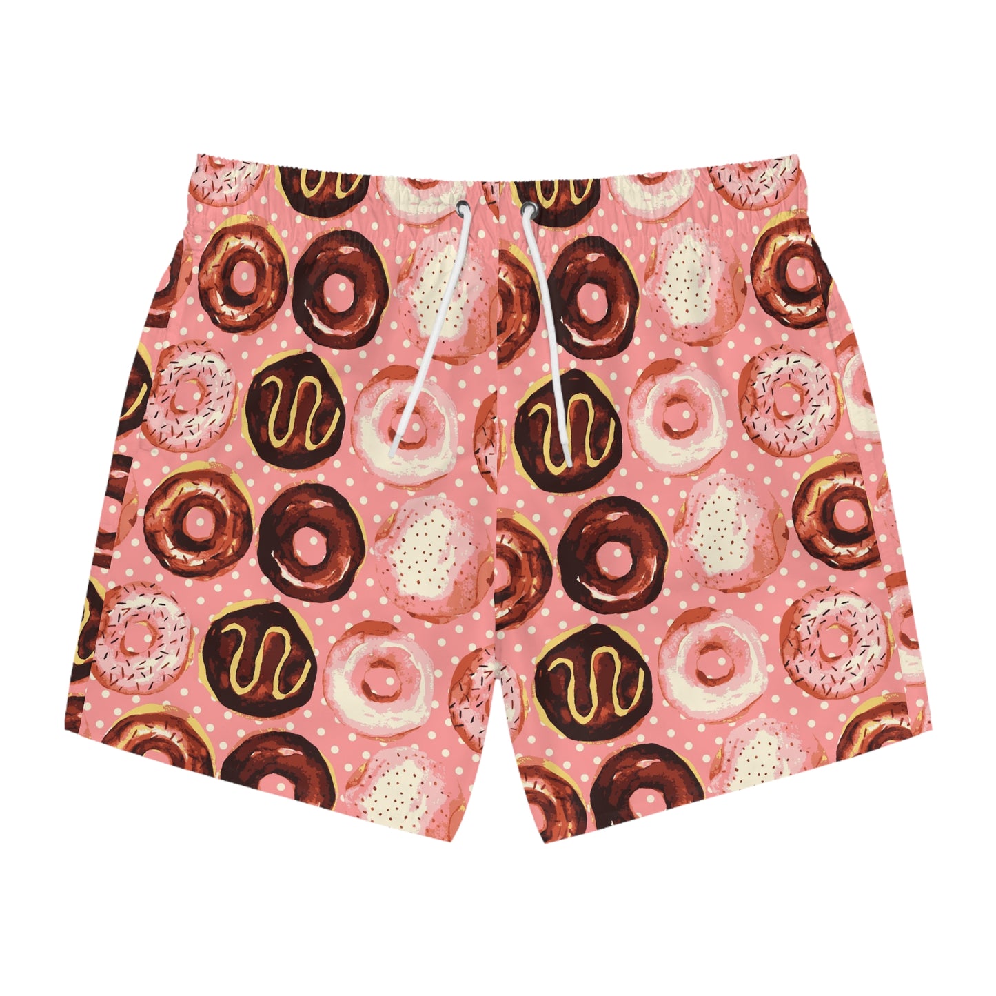 Pink Donut Swim Trunks for Men – Pink Fun Fast-Dry Board Shorts with Drawstring | XS–3XL Summer Swimwear