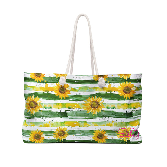 Sunflower Weekender Bag – Floral Travel Tote, Large Sunflower Overnight Bag, Cottagecore Farmhouse Carryall, Beach & Weekend Getaway Bag