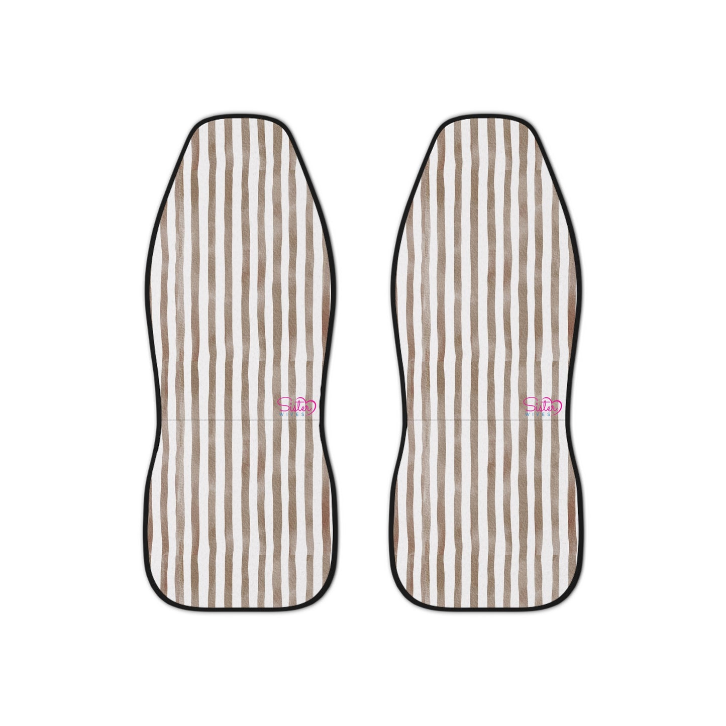 Neutral Stripe Car Seat Covers – Minimalist Boho Auto Decor | Polyamory & ENM Friendly