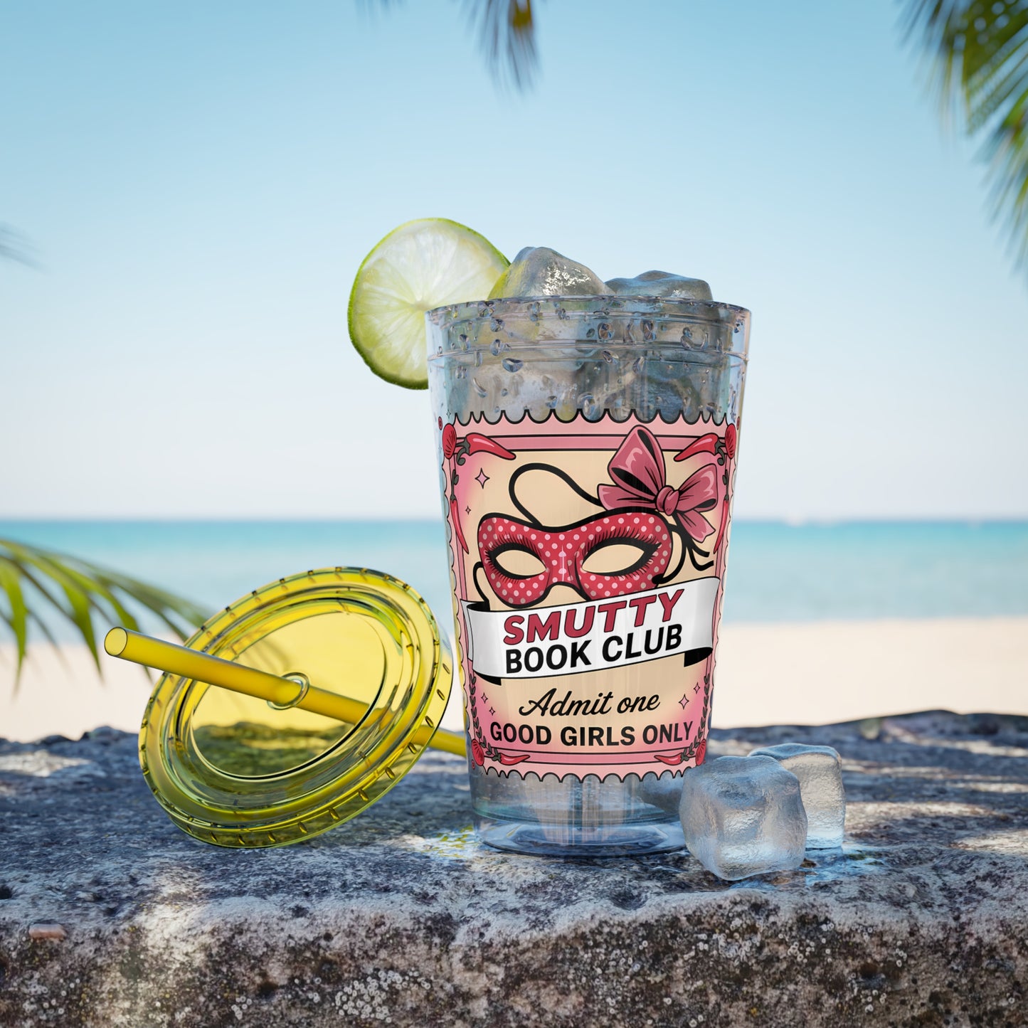 Admit One: Smutty Book Club – 16oz Sunsplash Tumbler | Polyamory Pride Cup | ENM Lifestyle Drinkware | Swinger Aesthetic Travel Cup | Spicy Romance Reader Gift | Poly, Open Relationship,...
