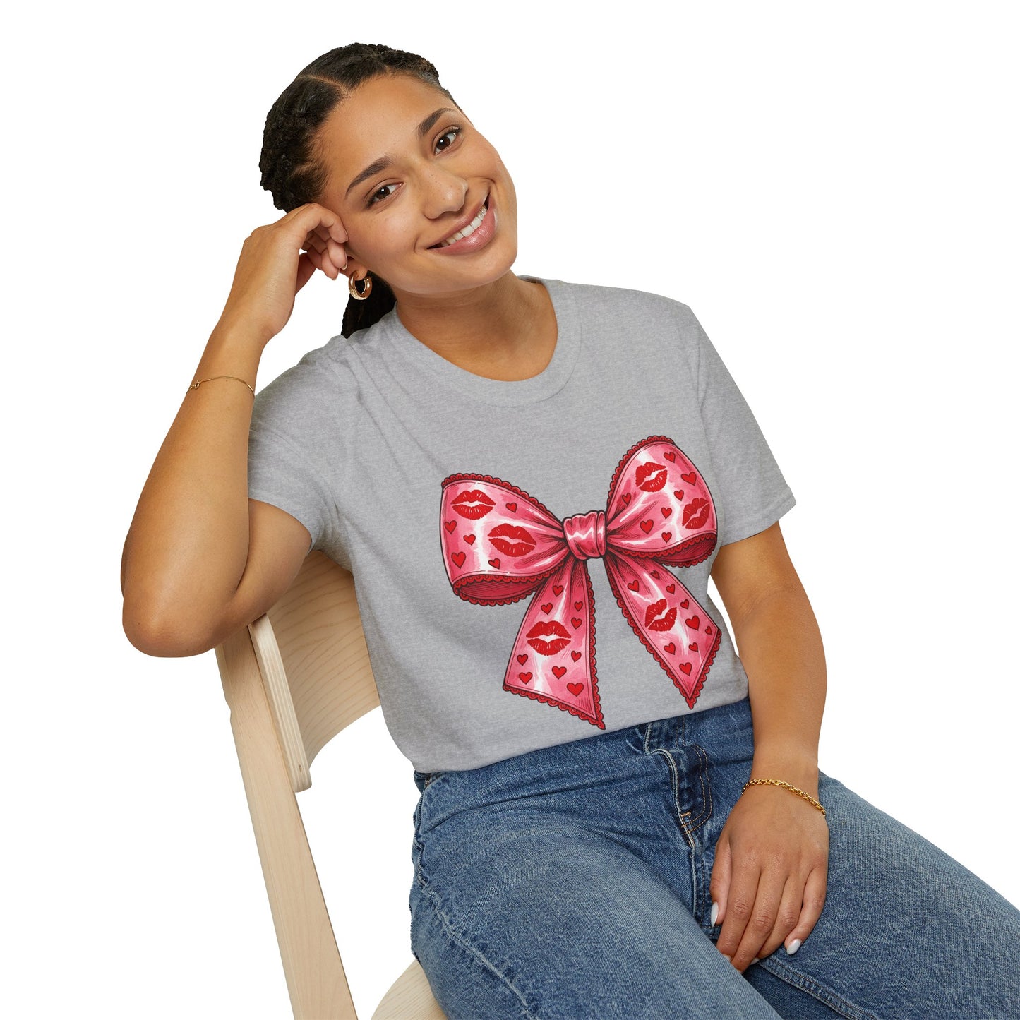 Red Coquette Bow Shirt – Flirty Valentine Bow T-Shirt, Polyamory ENM Non-Monogamy Symbol Tee, Unisex Gildan 64000