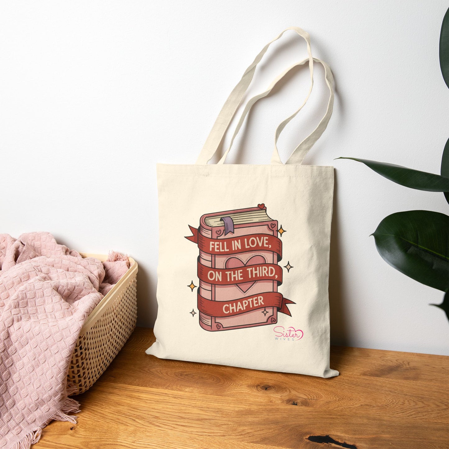 Fell in Love on the Third Chapter Tote Bag | Polyamory & ENM Book Lover Tote | Chosen Family Canvas Bag | Literary Romance Aesthetic