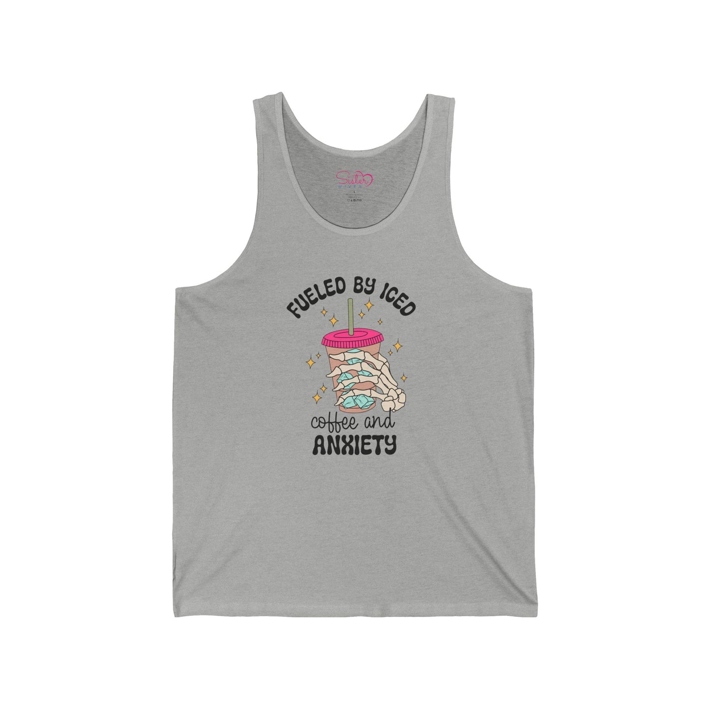 Funny Anxiety Unisex Jersey Tank – Polyamory ENM Swinger Friendly Apparel | Mental Health Humor Statement Tank | Bella+Canvas