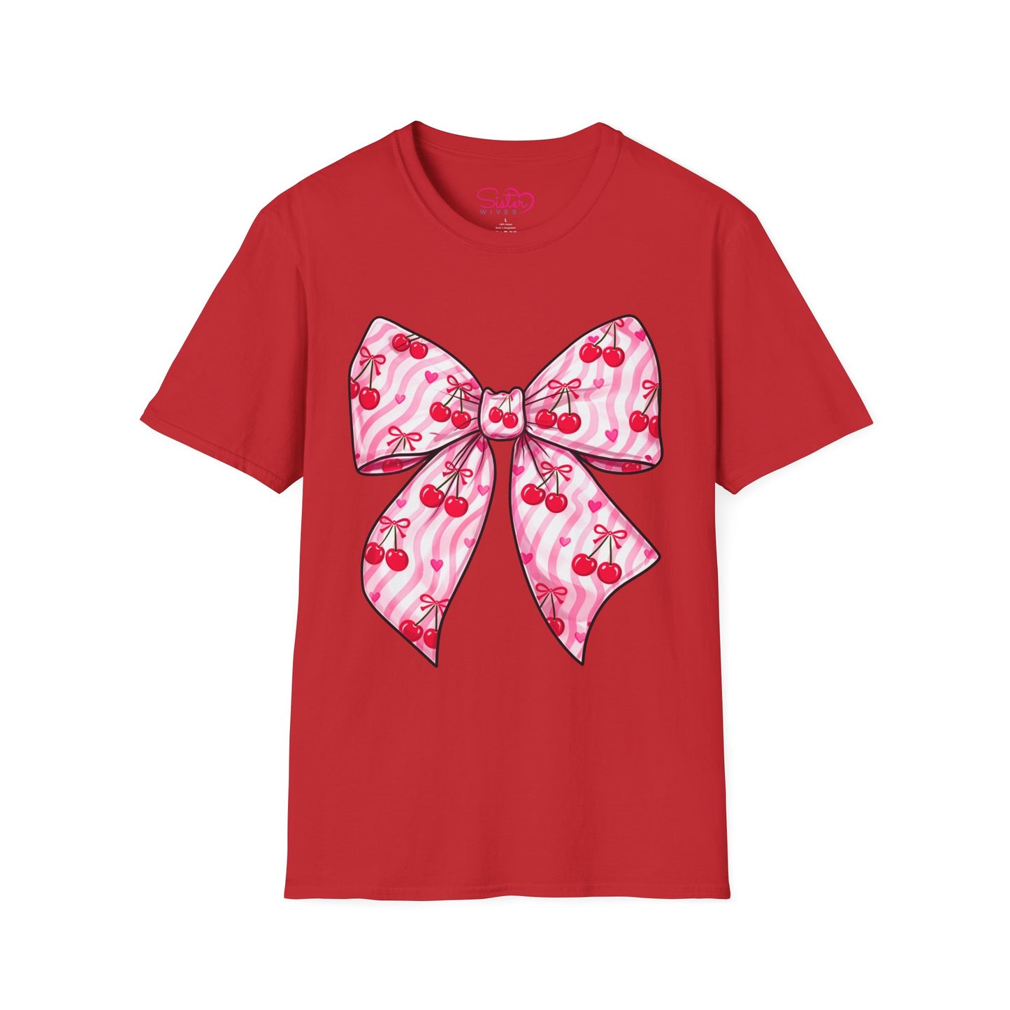 Valentine's Day Red Coquette Bow Shirt – Flirty Valentine Bow T-Shirt, Polyamory ENM Non-Monogamy Symbol Tee, Unisex Gildan 64000