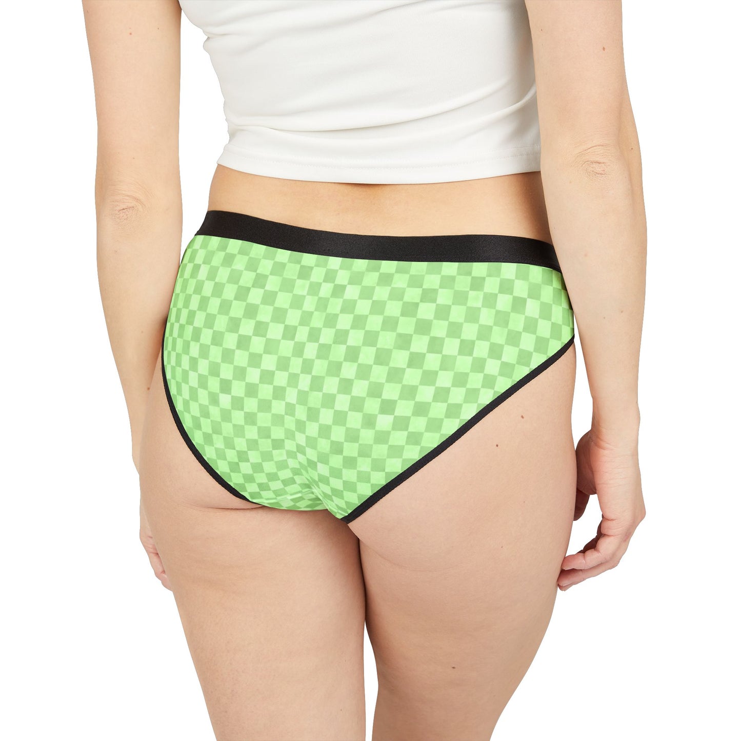 Green Checker Women’s Panties | Aesthetic Bikini Cut Underwear | ENM & Polyamory Friendly Lingerie | Soft Statement Intimates