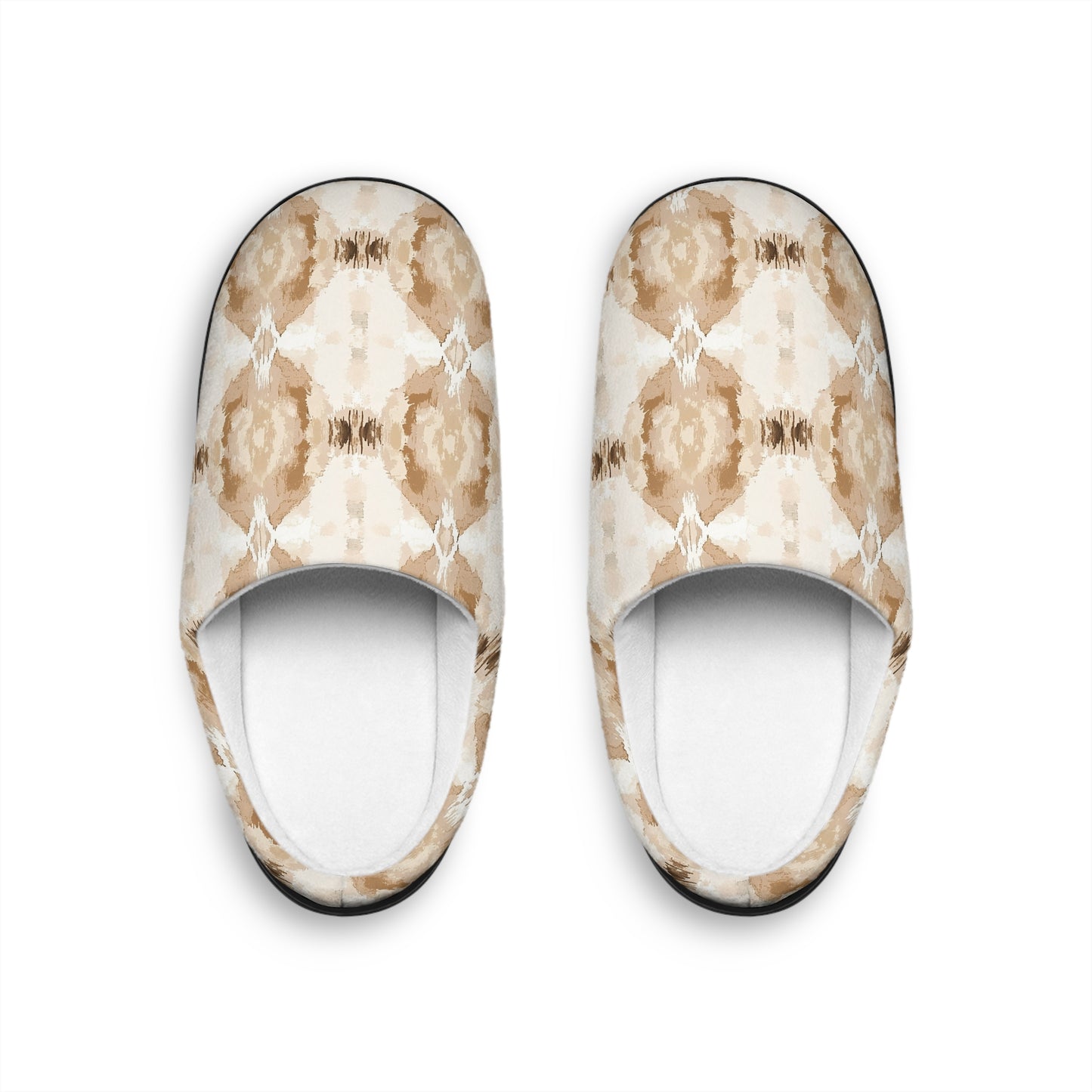 Men’s Neutral Boho Slippers – Abstract Earth Tone Indoor House Shoes | Modern Minimal Cozy Men’s Slippers | Non-Slip Loungewear