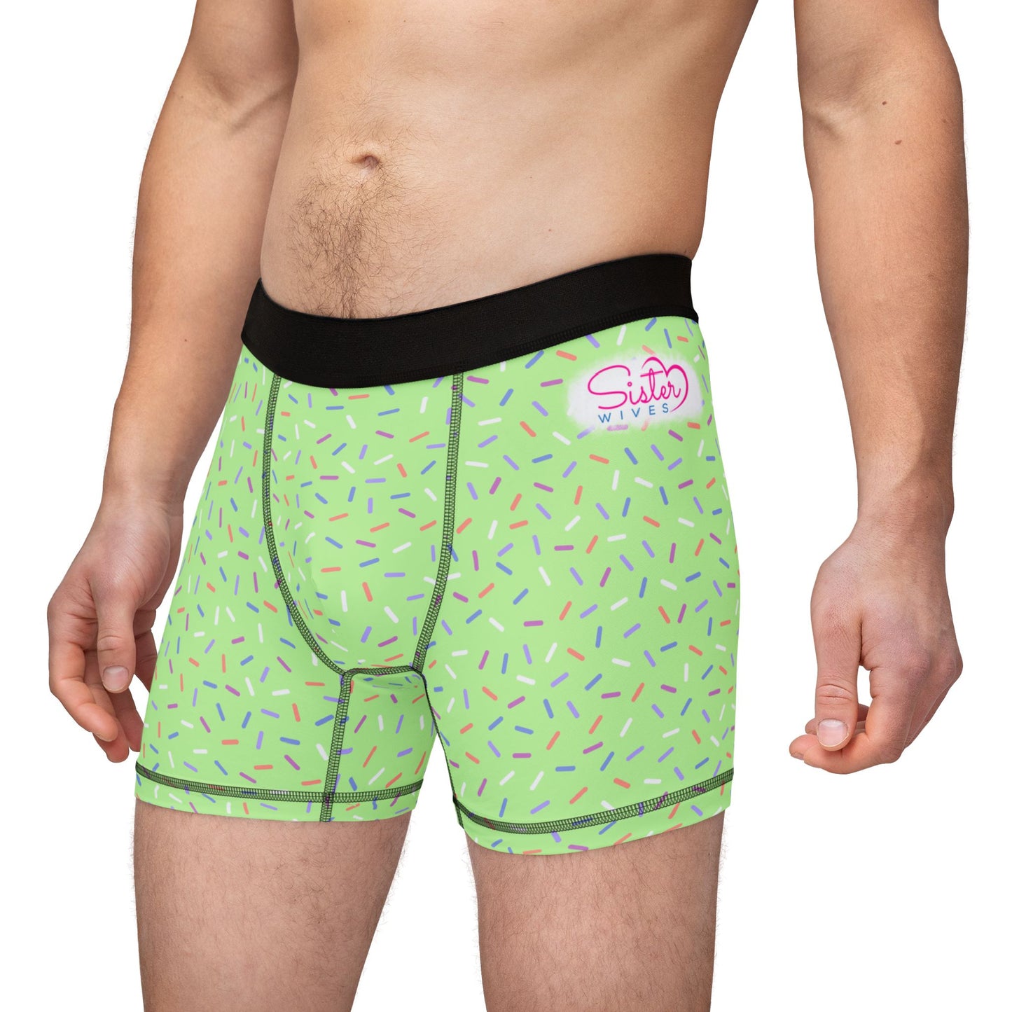 Green Sprinkle Men’s Boxer Briefs | Polyamory-Friendly Underwear | ENM Men’s Loungewear | Aesthetic Stretch Boxer Briefs | Body-Positive Intimates