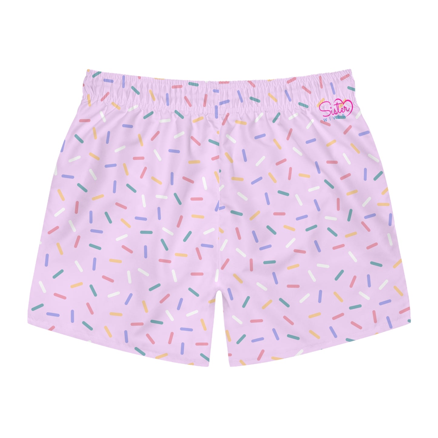 Men’s Rainbow Sprinkle Swim Trunks – Pastel Confetti Summer Swim Shorts, Fun Pool & Beach Board Shorts, Fast-Dry AOP Trunks