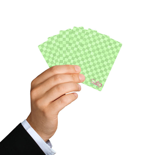 Green Checkered Poker Playing Cards – Modern Game Night Deck, Polyamory & ENM Friendly Playing Cards, Swinger Lifestyle Gift