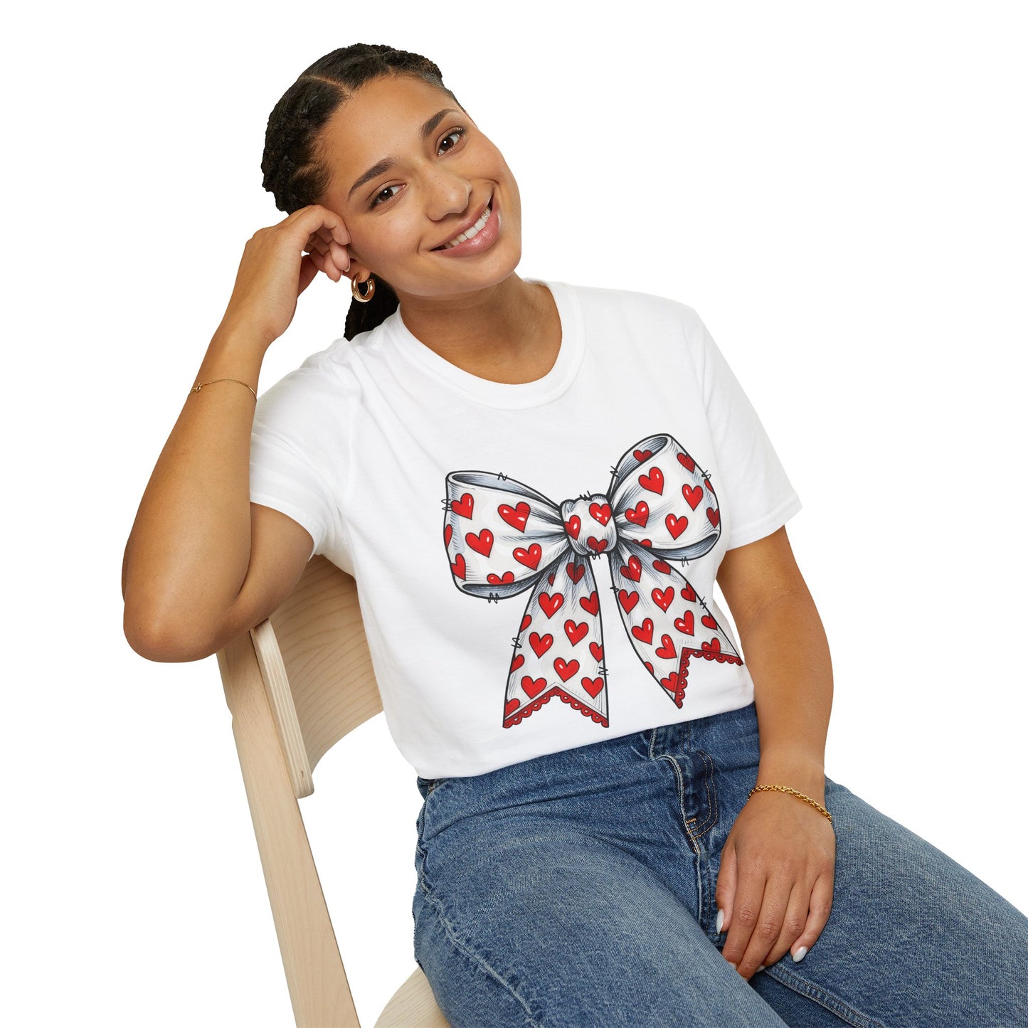 Valentine's Day Red Coquette Bow Shirt – Flirty Valentine Bow T-Shirt, Polyamory ENM Non-Monogamy Symbol Tee, Unisex Gildan 64000