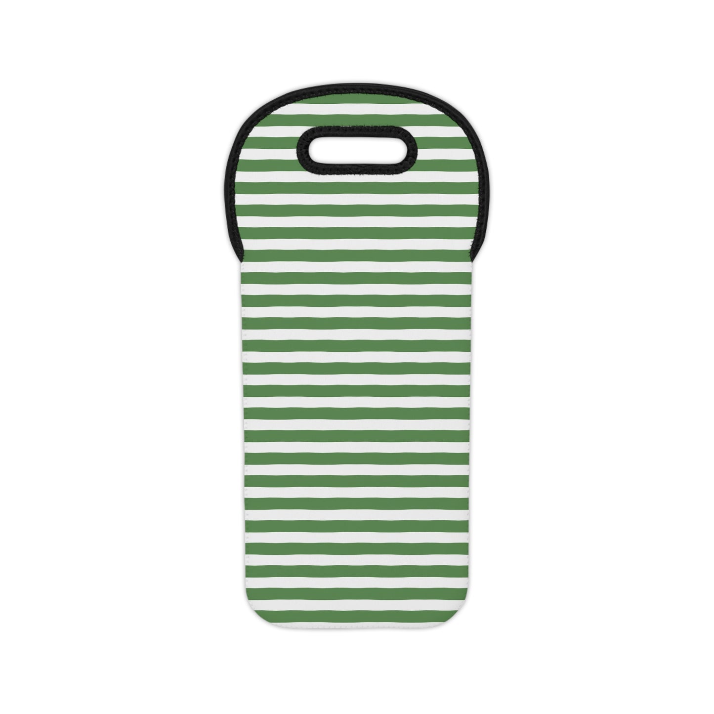 Green Striped Wine Tote Bag – Reusable Neoprene Wine Bottle Carrier with Handle