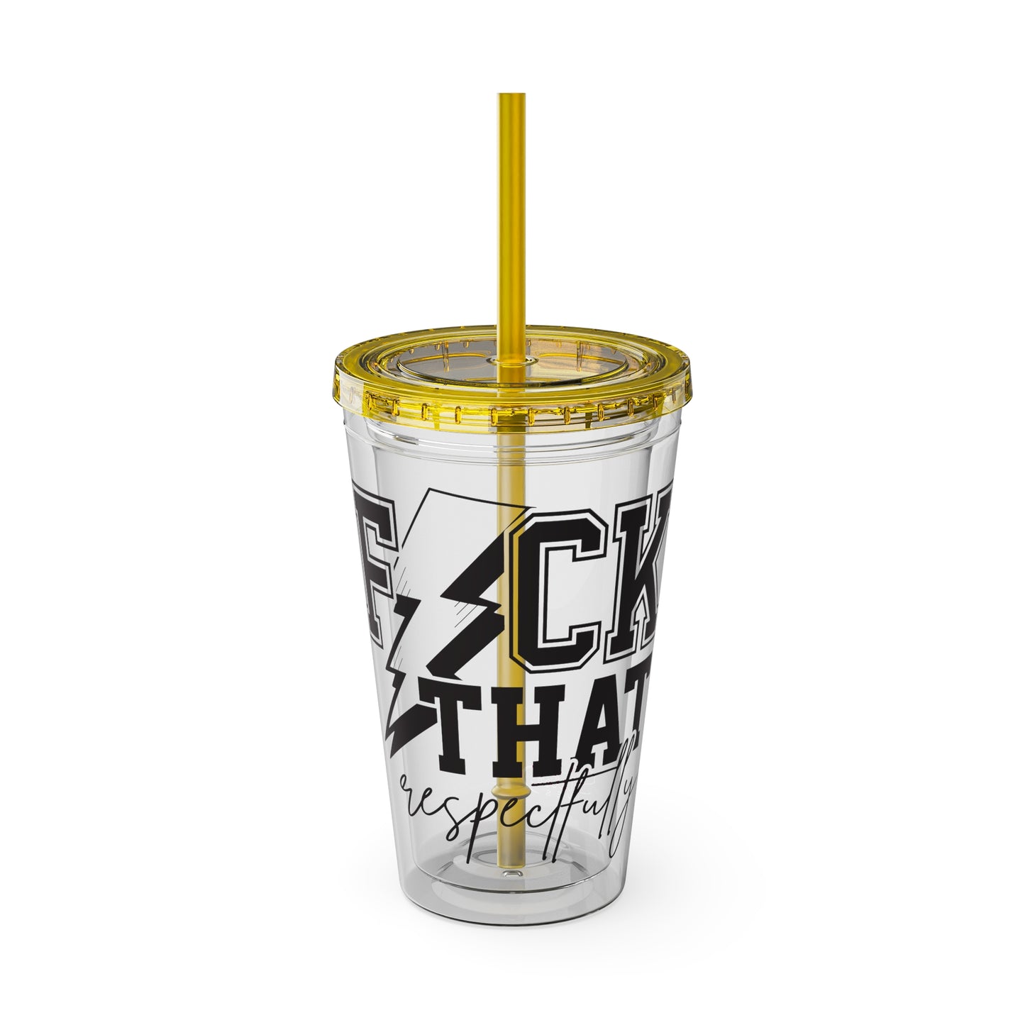 Fuck That, Respectfully” 16oz Sunsplash Tumbler | Funny Sarcastic Humor Cup | Sassy Attitude Drinkware | Bold Statement Travel Tumbler | Snarky Gift