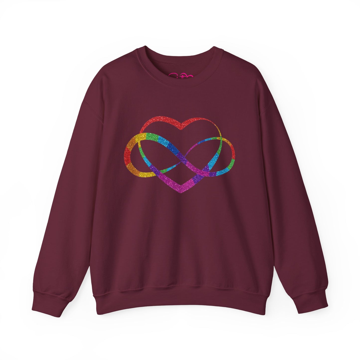 Infinity Heart Crewneck Sweatshirt | Polyamory & ENM Symbol Pullover | LGBTQ+ Inclusive Chosen Family Apparel | Cozy Pride Sweatshirt