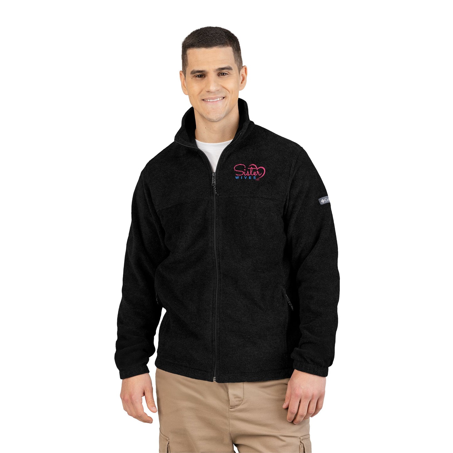 Sister Wives Logo Cozy Unisex Columbia Fleece Jacket - Embroidered Outdoor Layer, Perfect Gift for Hiking, Camping, and Everyday Wear