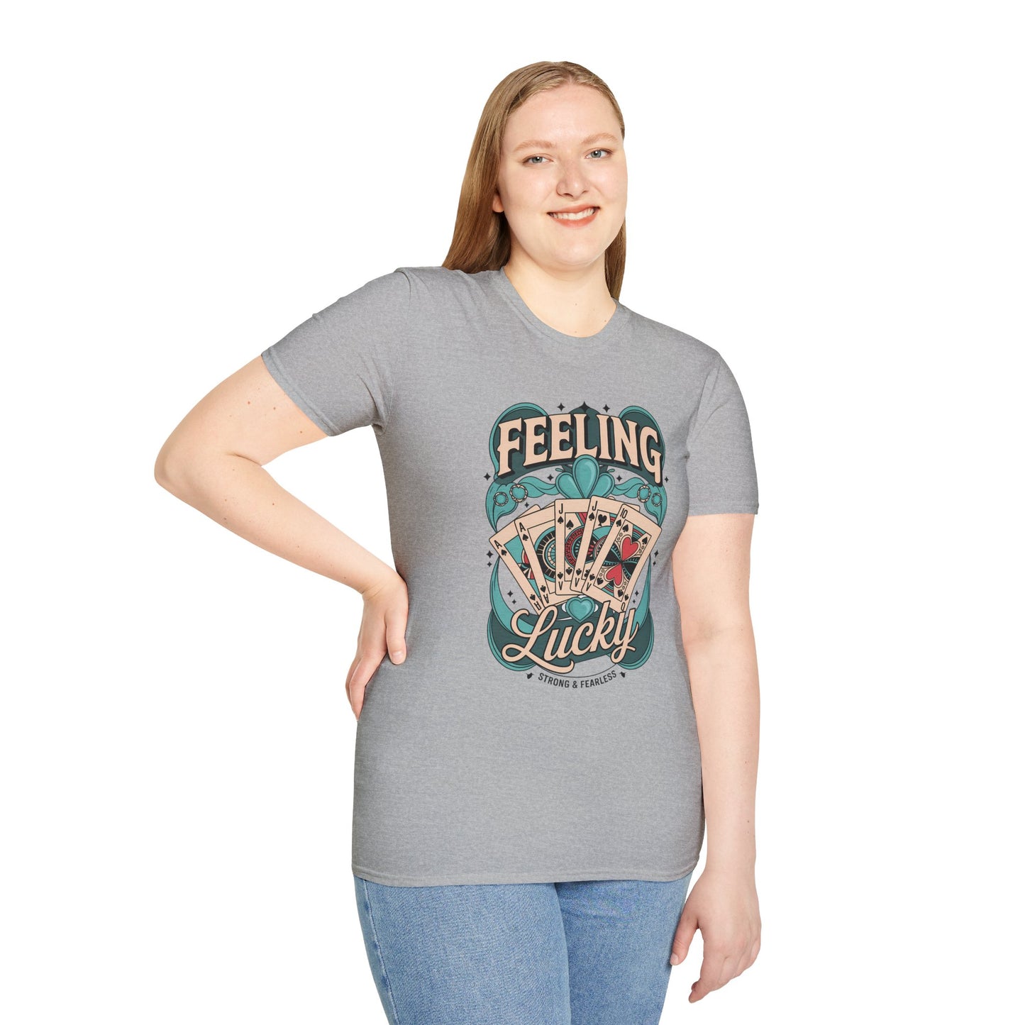 Feeling Lucky Shirt – Vintage Casino Graphic Tee, Lucky Cards St Patrick’s Day Shirt, Poly-Friendly ENM Unisex Gildan 64000