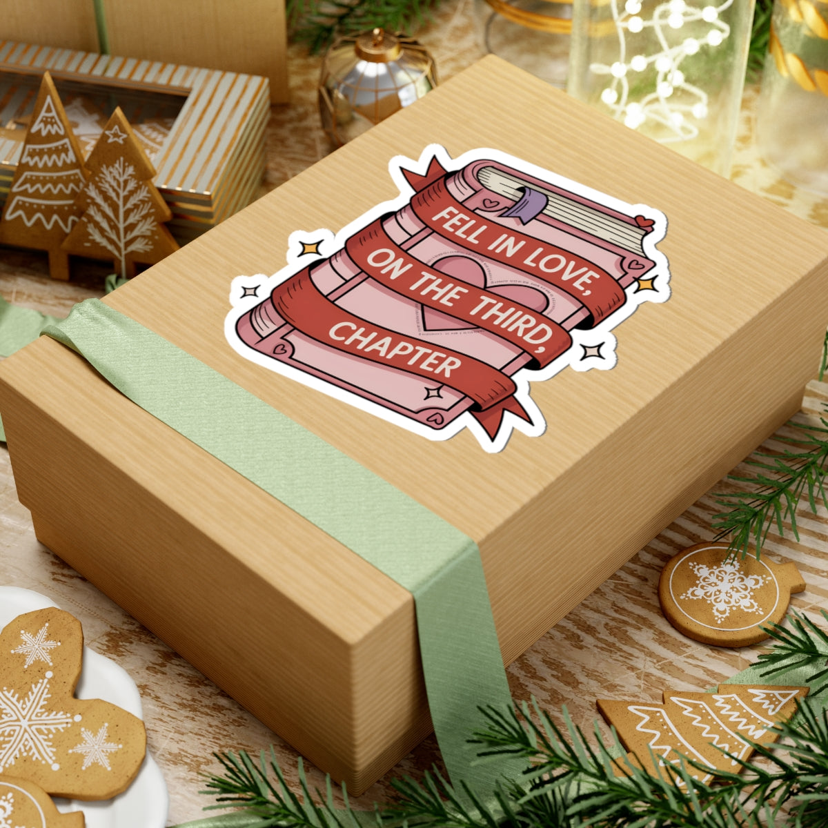 Fell in Love on the Third Chapter Sticker – Polyamory Throuple Vinyl Decal, ENM Pride Book Lover Sticker, Non-Monogamy Romance Kiss-Cut Sticker