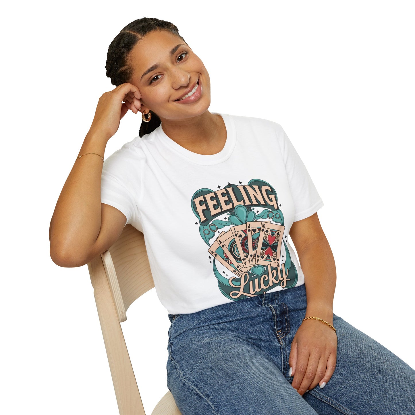 Feeling Lucky Shirt – Vintage Casino Graphic Tee, Lucky Cards St Patrick’s Day Shirt, Poly-Friendly ENM Unisex Gildan 64000