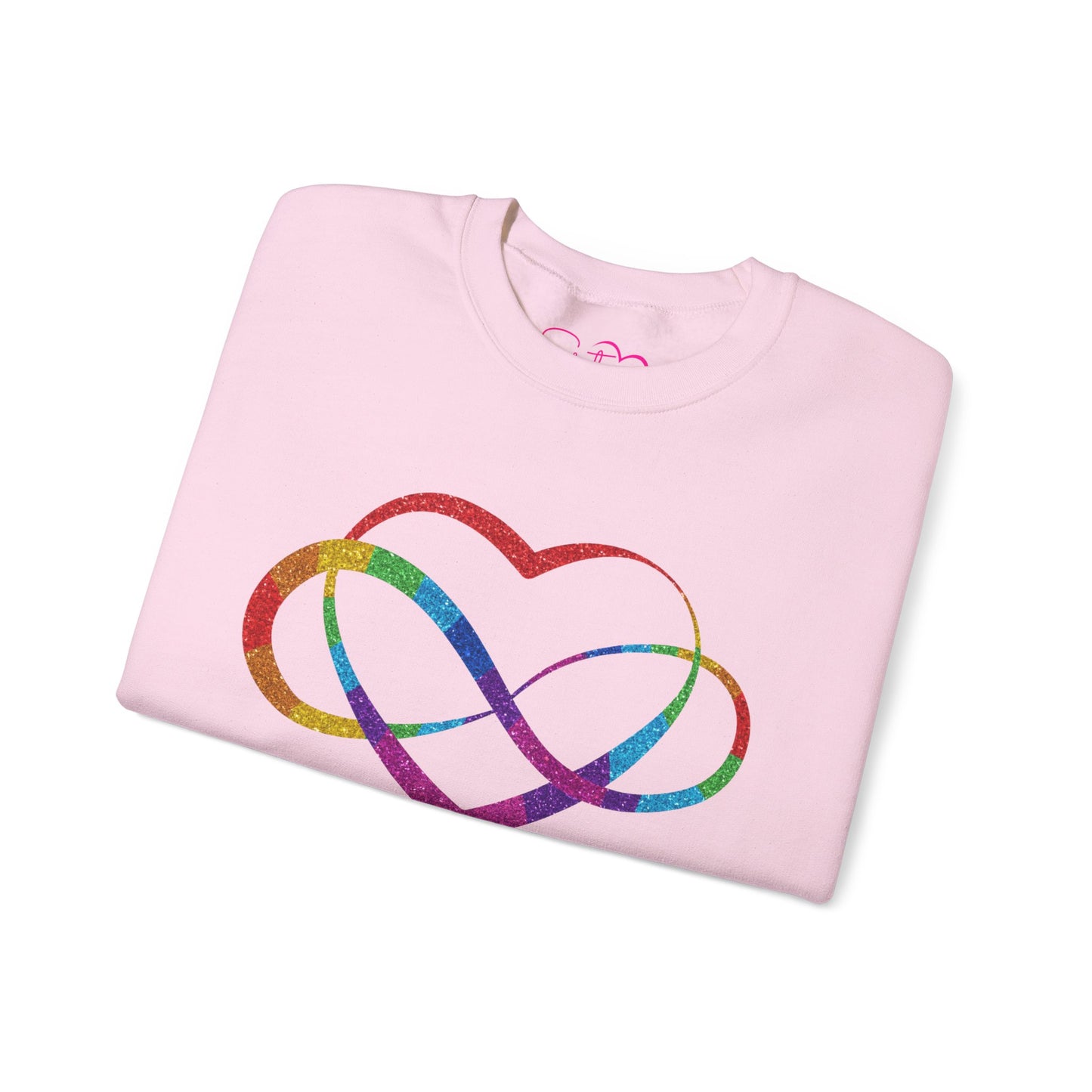 Infinity Heart Crewneck Sweatshirt | Polyamory & ENM Symbol Pullover | LGBTQ+ Inclusive Chosen Family Apparel | Cozy Pride Sweatshirt