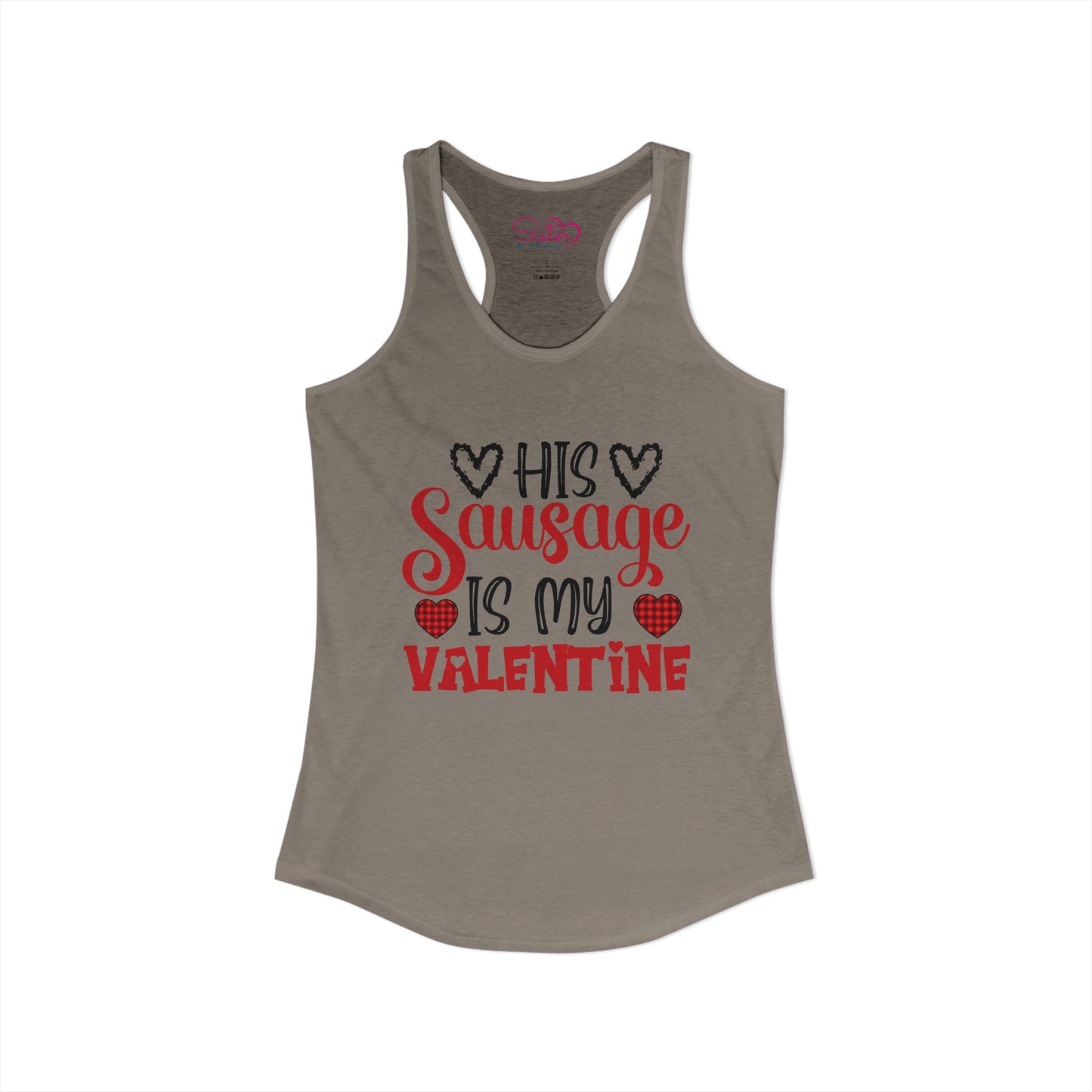 His Sausage Is My Valentine Racerback Tank | Funny Valentine’s Day Tank Top | Cheeky Couples Humor Shirt | Playful Holiday Apparel