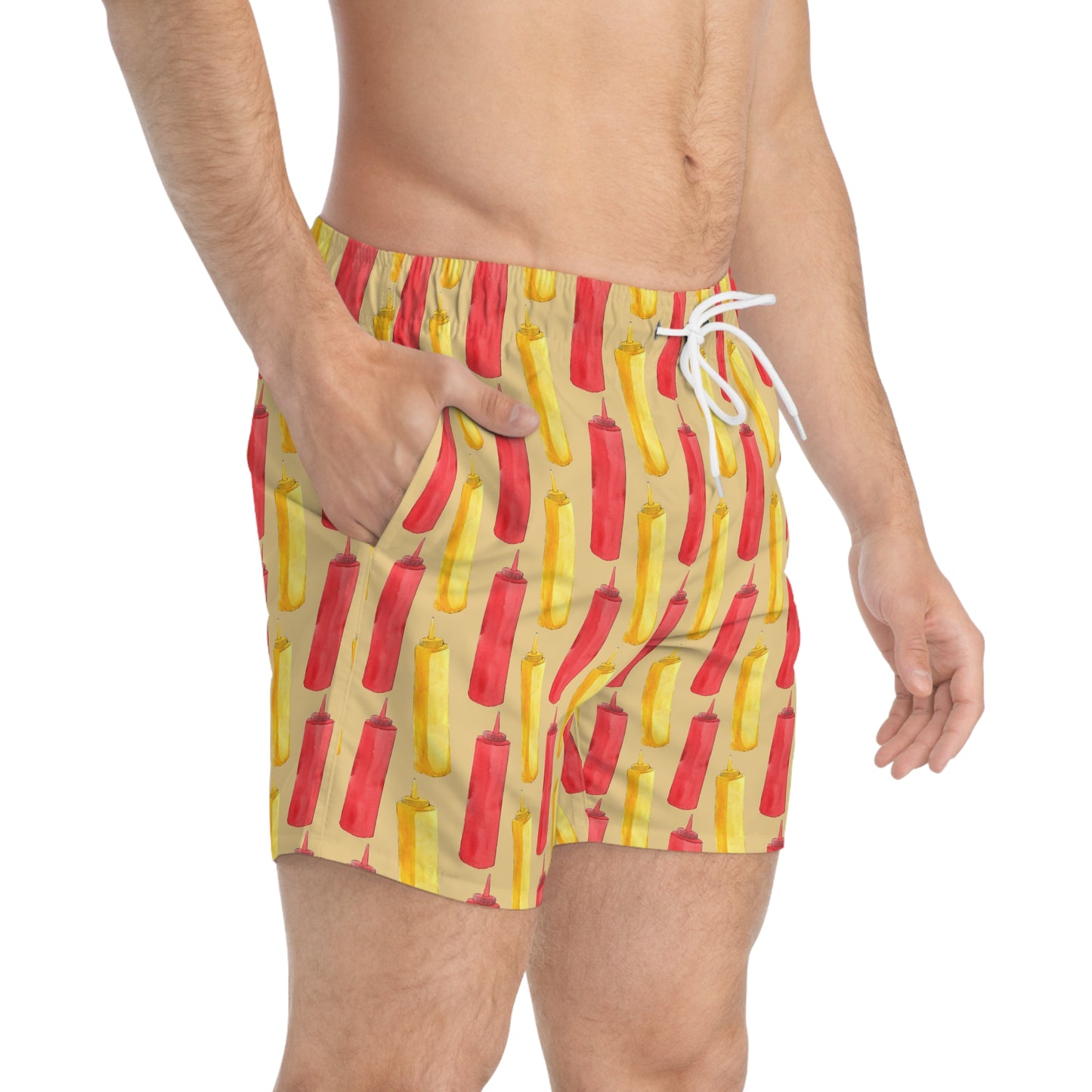 Men’s BBQ Swim Trunks – Grill & Cookout Boardshorts | Funny Food Print Swimwear | Fast-Dry Summer Swim Shorts