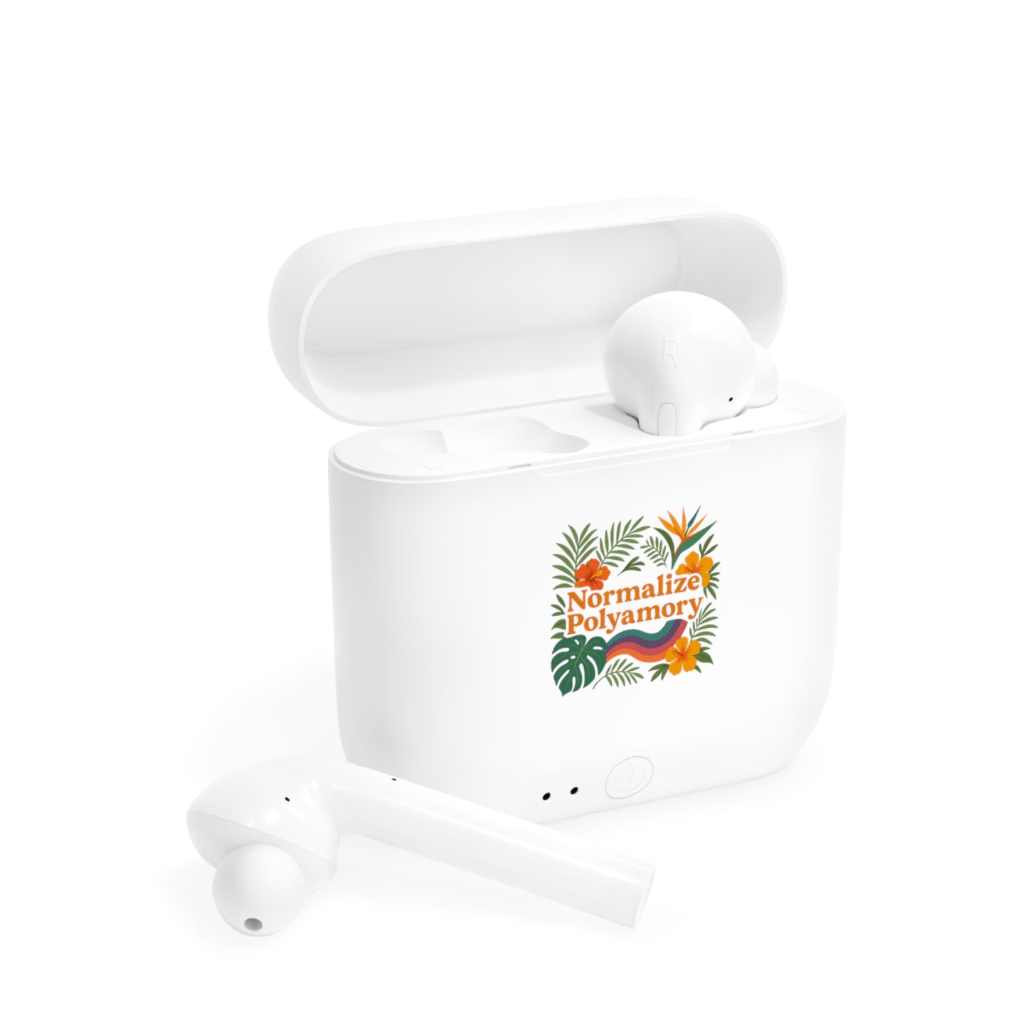 Tropical Normalize Polyamory Wireless Earbuds, Wireless Ear Buds Cover, Fun Tech Accessory, Gift for Music Lovers, Modern Chic