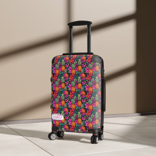 SisterWives Tropical Floral Pineapple Suitcase - Luggage, Travel Gear, Vacation Essential, Summer Adventure Bag, Stylish Travel Accessory