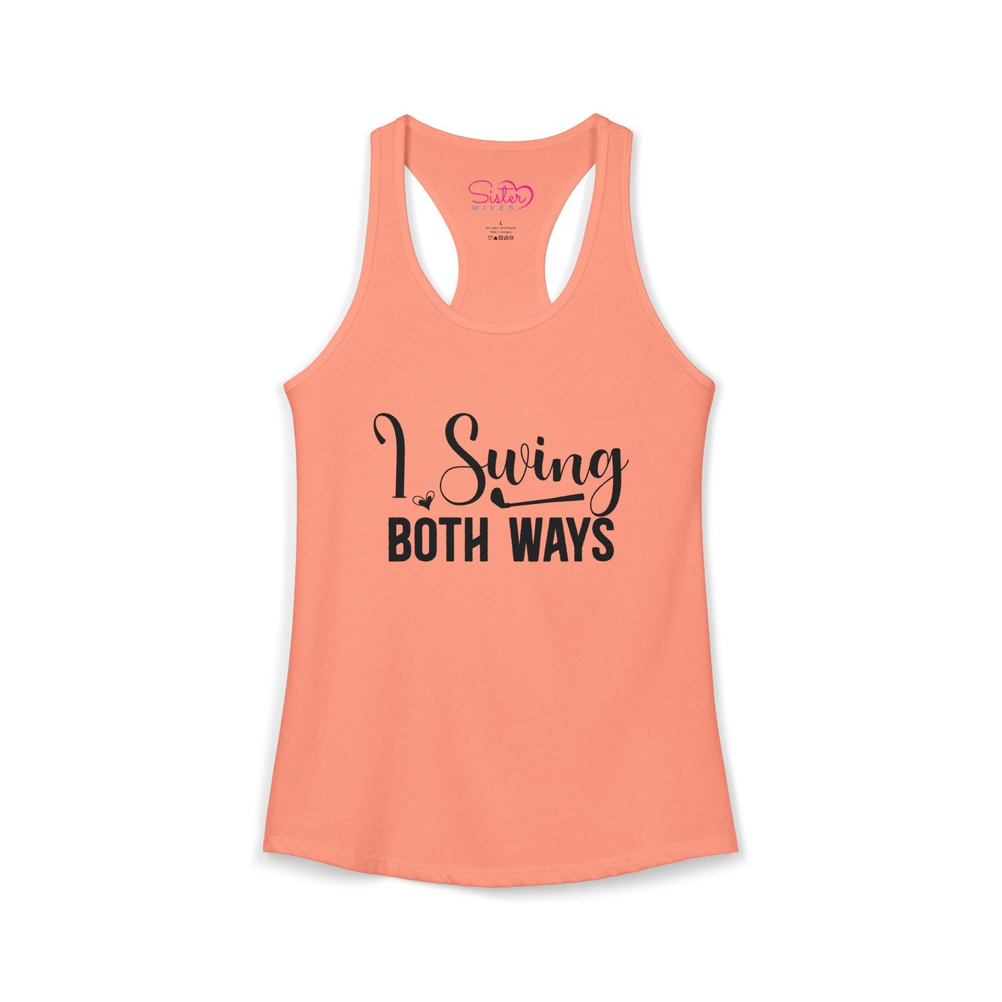 I Swing Both Ways Racerback Tank | Bisexual & Swinger Humor Tank Top | ENM Friendly Summer Shirt | Playful Inclusive Apparel