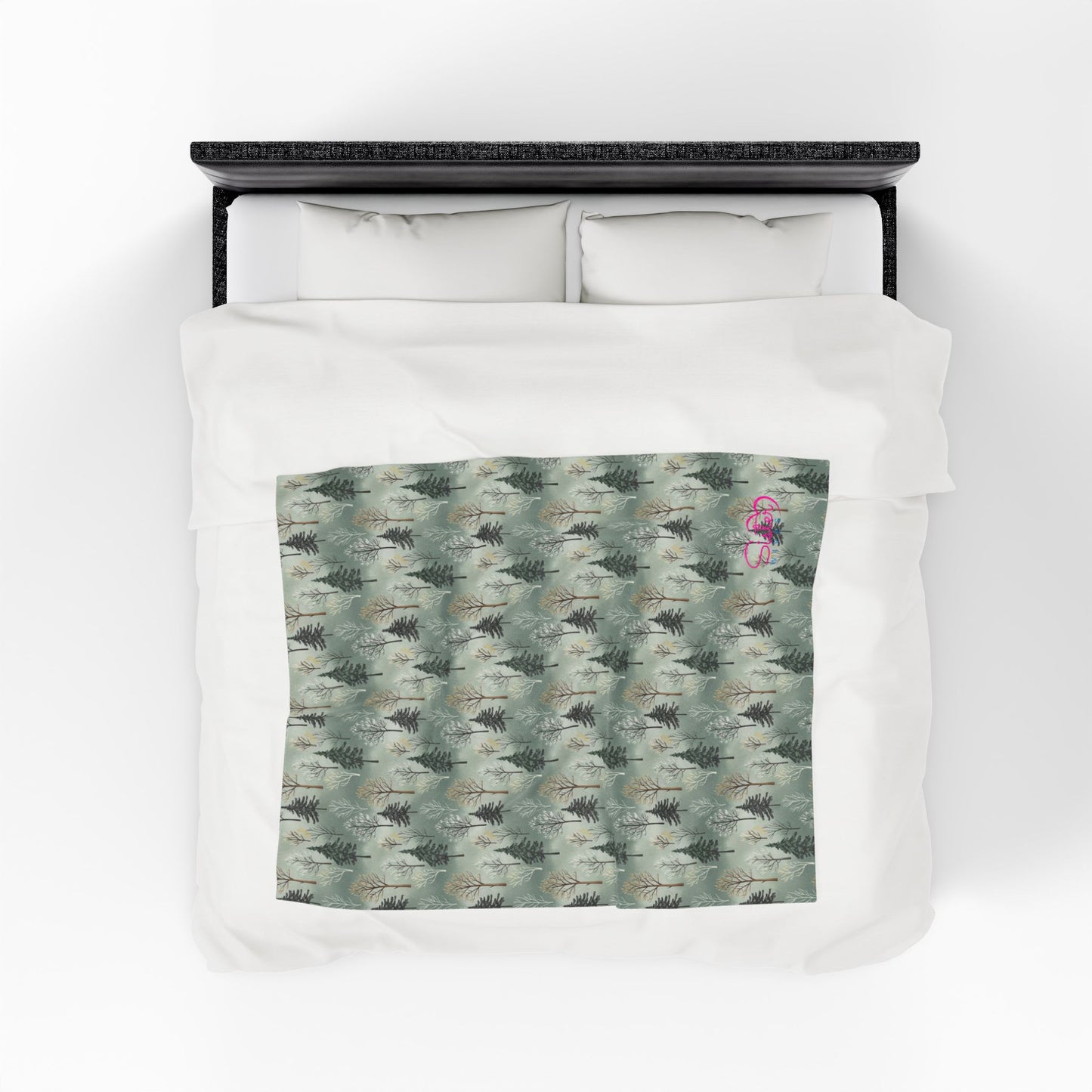 Forest Camo Plush Blanket | Woodland Aesthetic Throw | Polyamory & ENM Cozy Velveteen Blanket | Chosen Family Home Decor