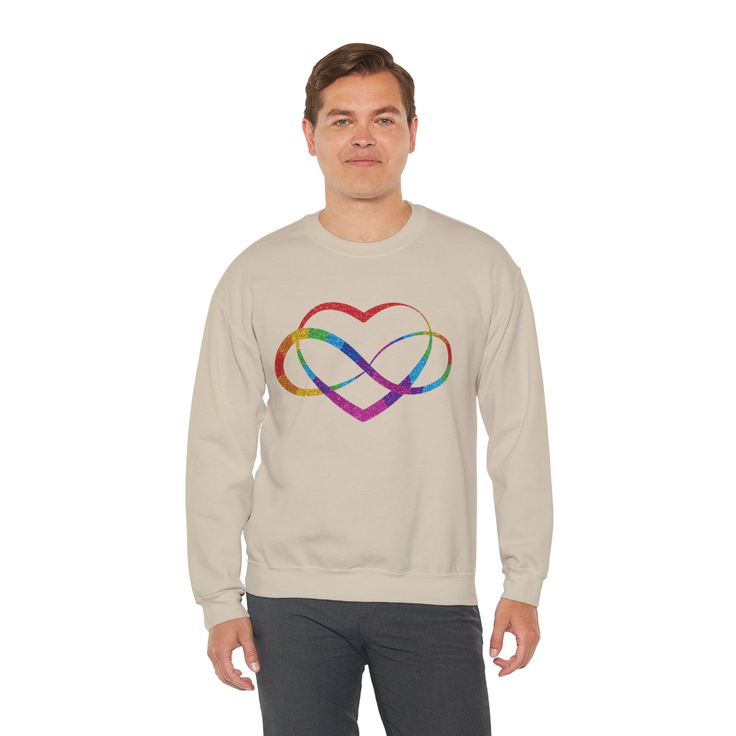 Infinity Heart Crewneck Sweatshirt | Polyamory & ENM Symbol Pullover | LGBTQ+ Inclusive Chosen Family Apparel | Cozy Pride Sweatshirt