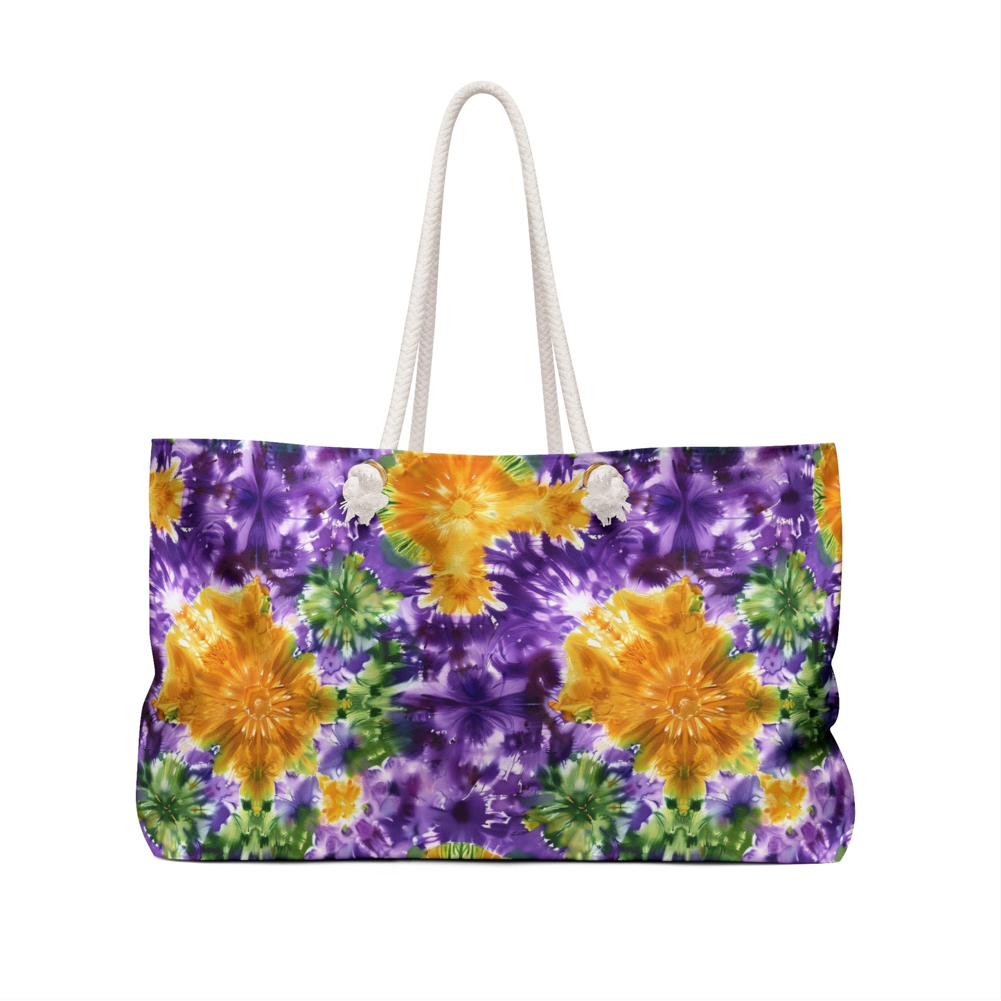 Mardi Gras Tie-Dye Weekender Bag | Polyamory ENM Friendly Travel Tote | Matching Couple & Throuple Overnight Bag | Festival & Cruise Carryall