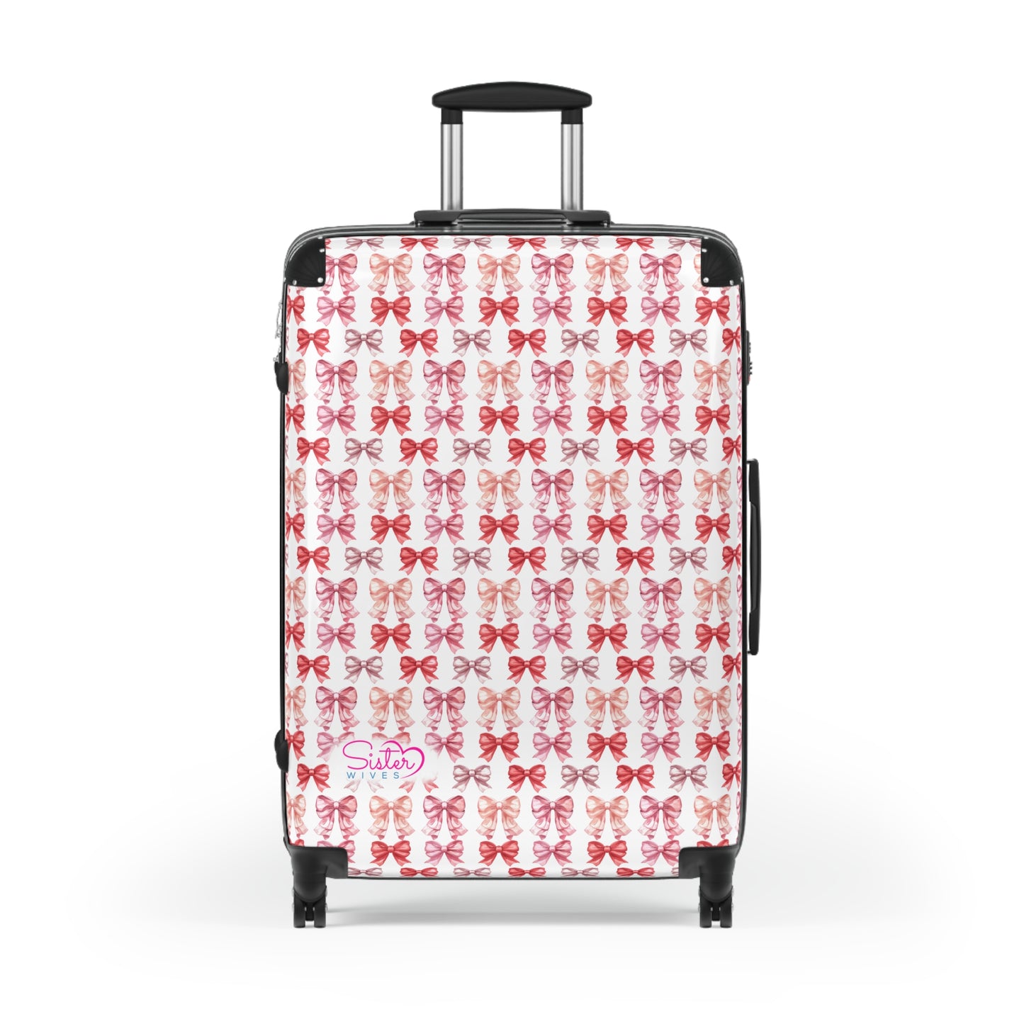 SisterWives Coquette Pink & Red Bows Suitcase - Luggage, Travel Gear, Vacation Essential, Summer Adventure Bag, Stylish Travel Accessory