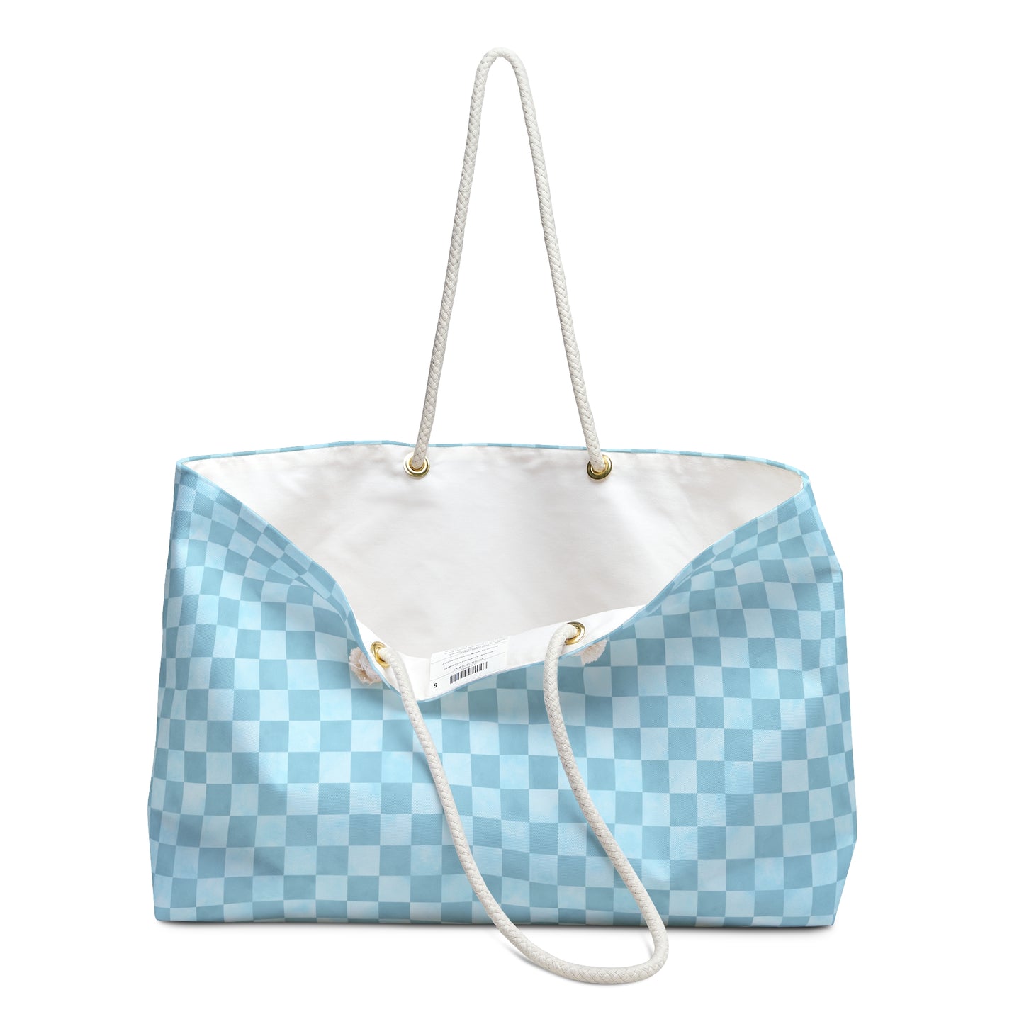 Light Blue Checker Weekender Bag | Soft Blue Travel Tote | ENM & Polyamory Friendly Overnight Bag | Chosen Family Aesthetic Carryall