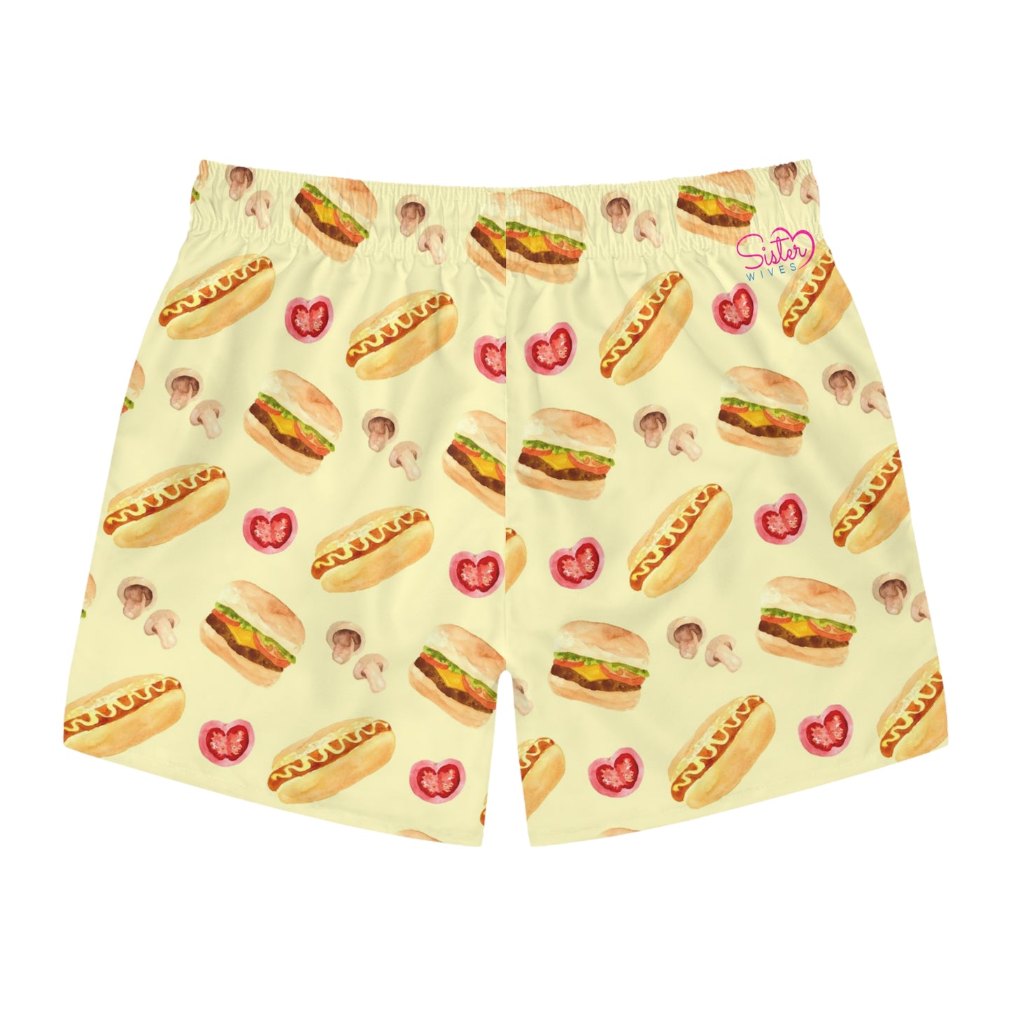 Men’s BBQ Swim Trunks – Grill & Cookout Boardshorts | Funny Food Print Swimwear | Fast-Dry Summer Swim Shorts