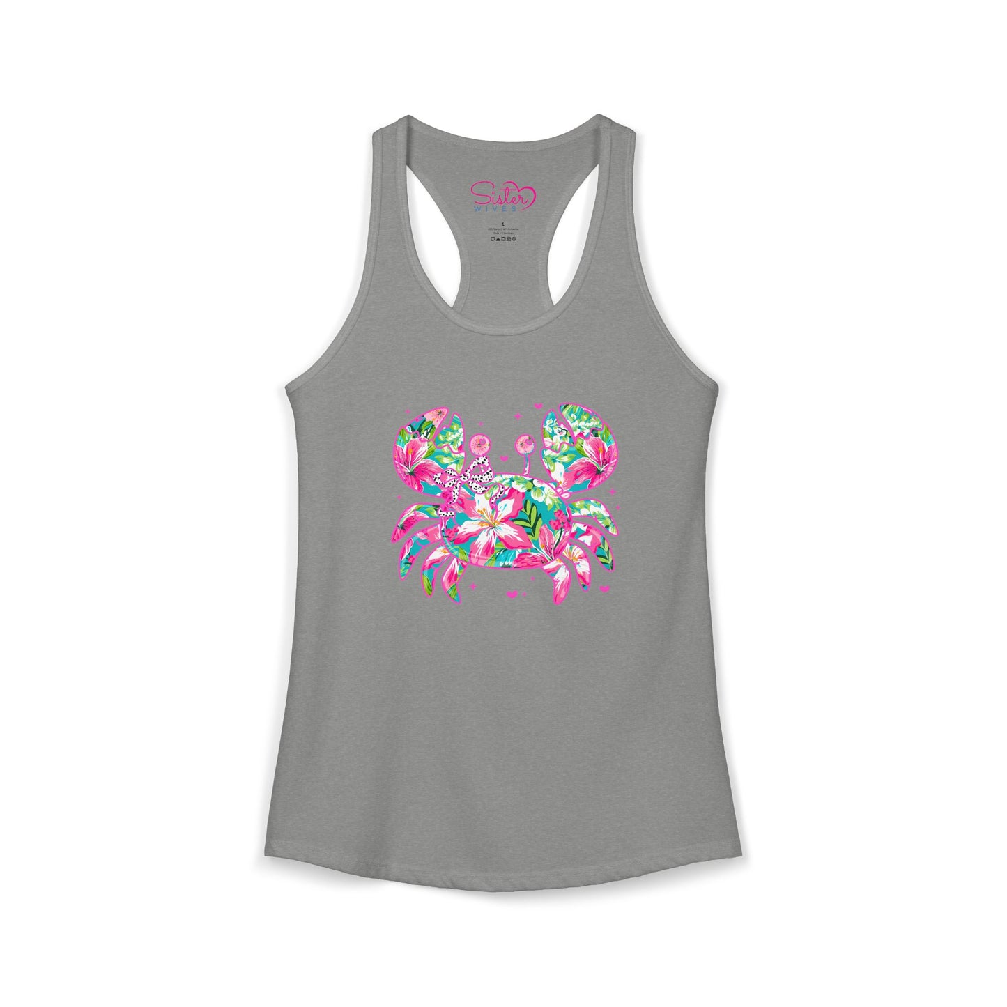 Floral Crab Racerback Tank – Cute Beach Tank Top | Coastal Summer Shirt | Tropical Ocean Graphic Tank