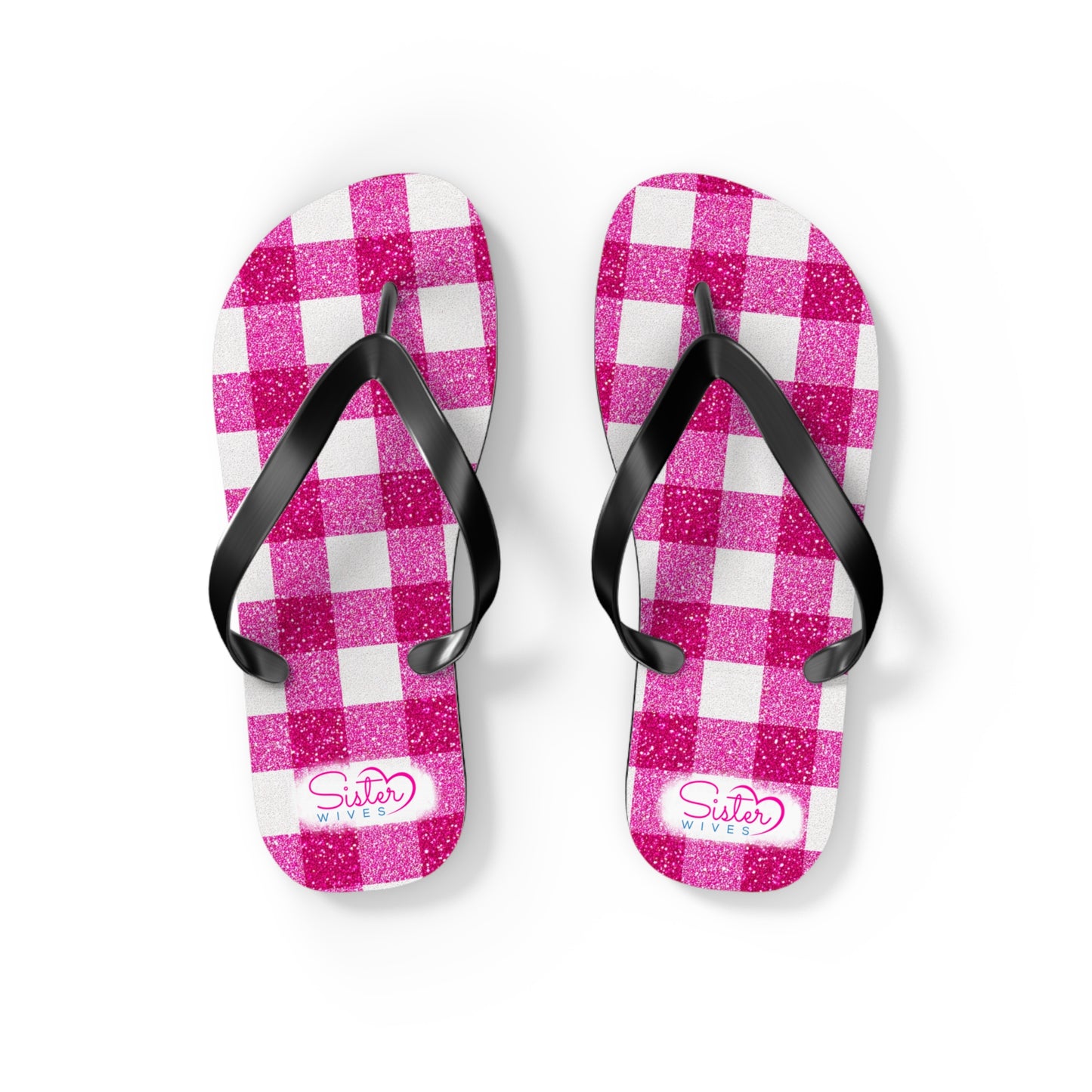 Pink Gingham Flip Flops for Women | Ethical Non Monogamy & Poly Lifestyle Sandals