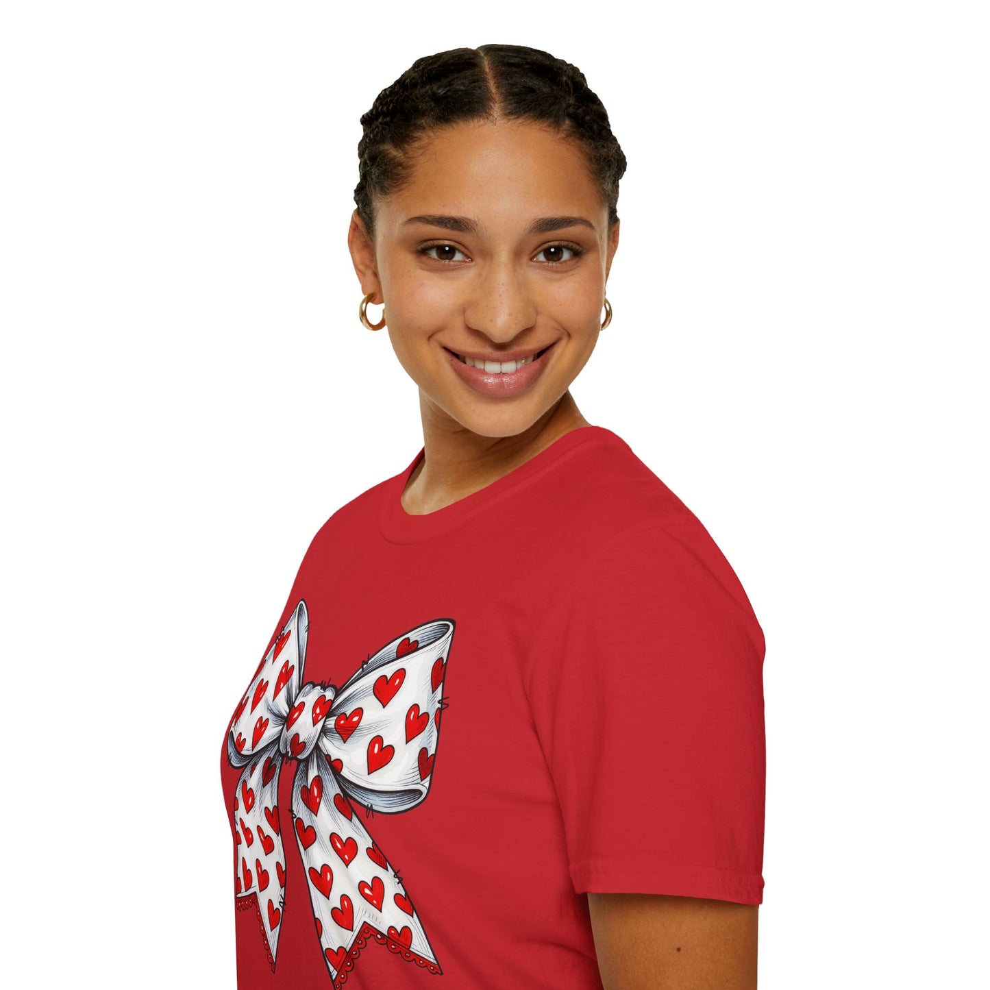 Valentine's Day Red Coquette Bow Shirt – Flirty Valentine Bow T-Shirt, Polyamory ENM Non-Monogamy Symbol Tee, Unisex Gildan 64000