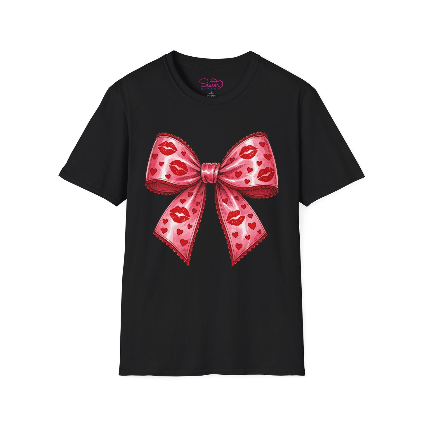 Red Coquette Bow Shirt – Flirty Valentine Bow T-Shirt, Polyamory ENM Non-Monogamy Symbol Tee, Unisex Gildan 64000