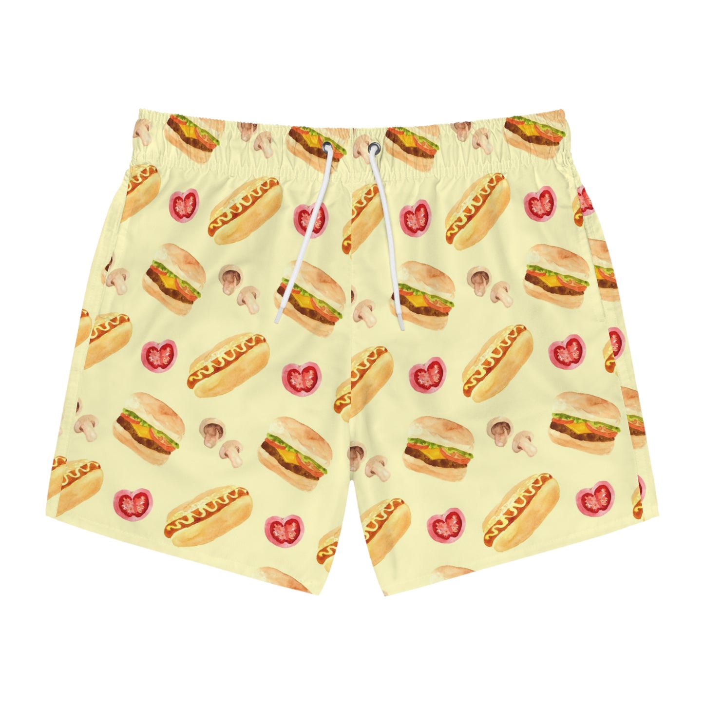 Men’s BBQ Swim Trunks – Grill & Cookout Boardshorts | Funny Food Print Swimwear | Fast-Dry Summer Swim Shorts